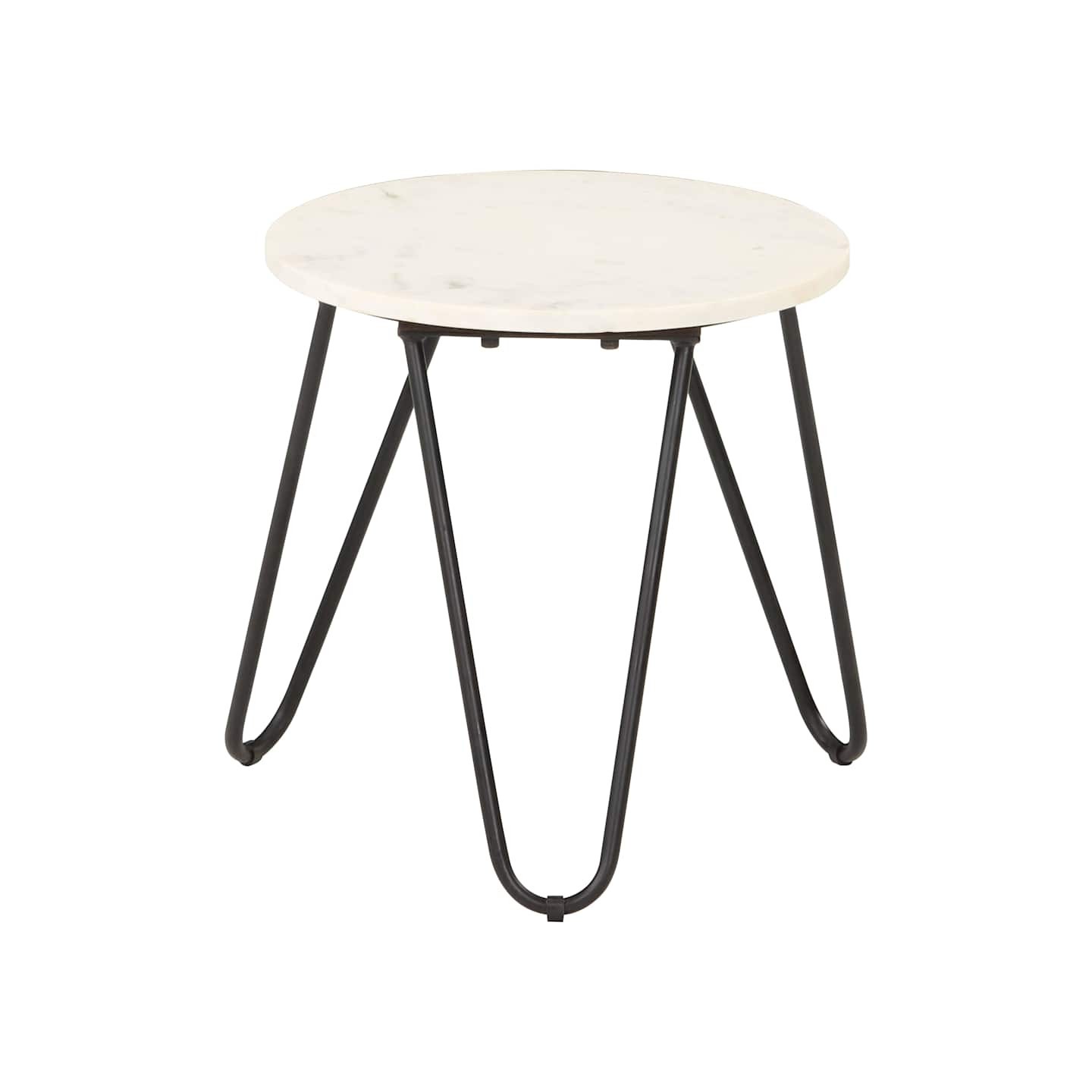 Table basse Blanc 40x40x40 cm Pierre véritable texture marbre