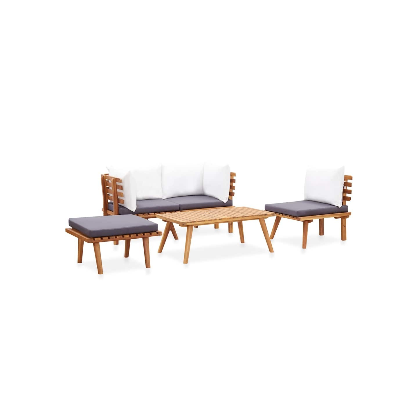 Salon de jardin 5 pcs bois d'acacia solide