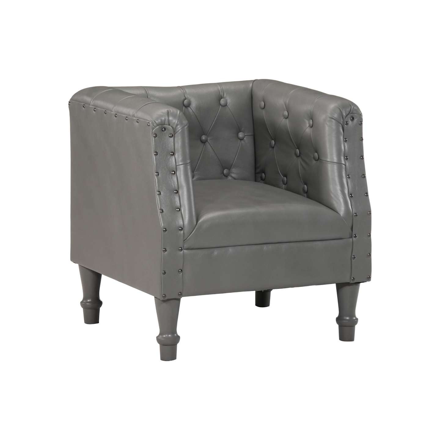 Chaise cabriolet gris cuir véritable