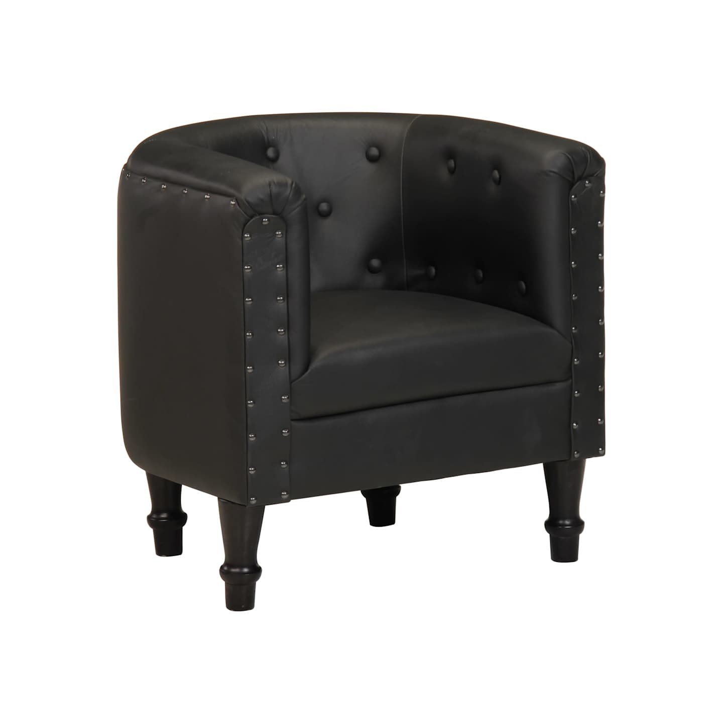 Chaise cabriolet noir cuir véritable