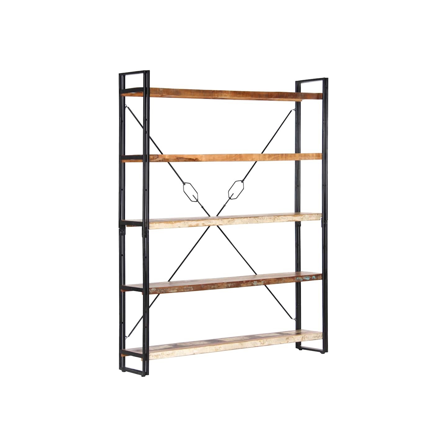 Bibliothèque 5 niveaux 140x30x180cm Bois solide de récupération