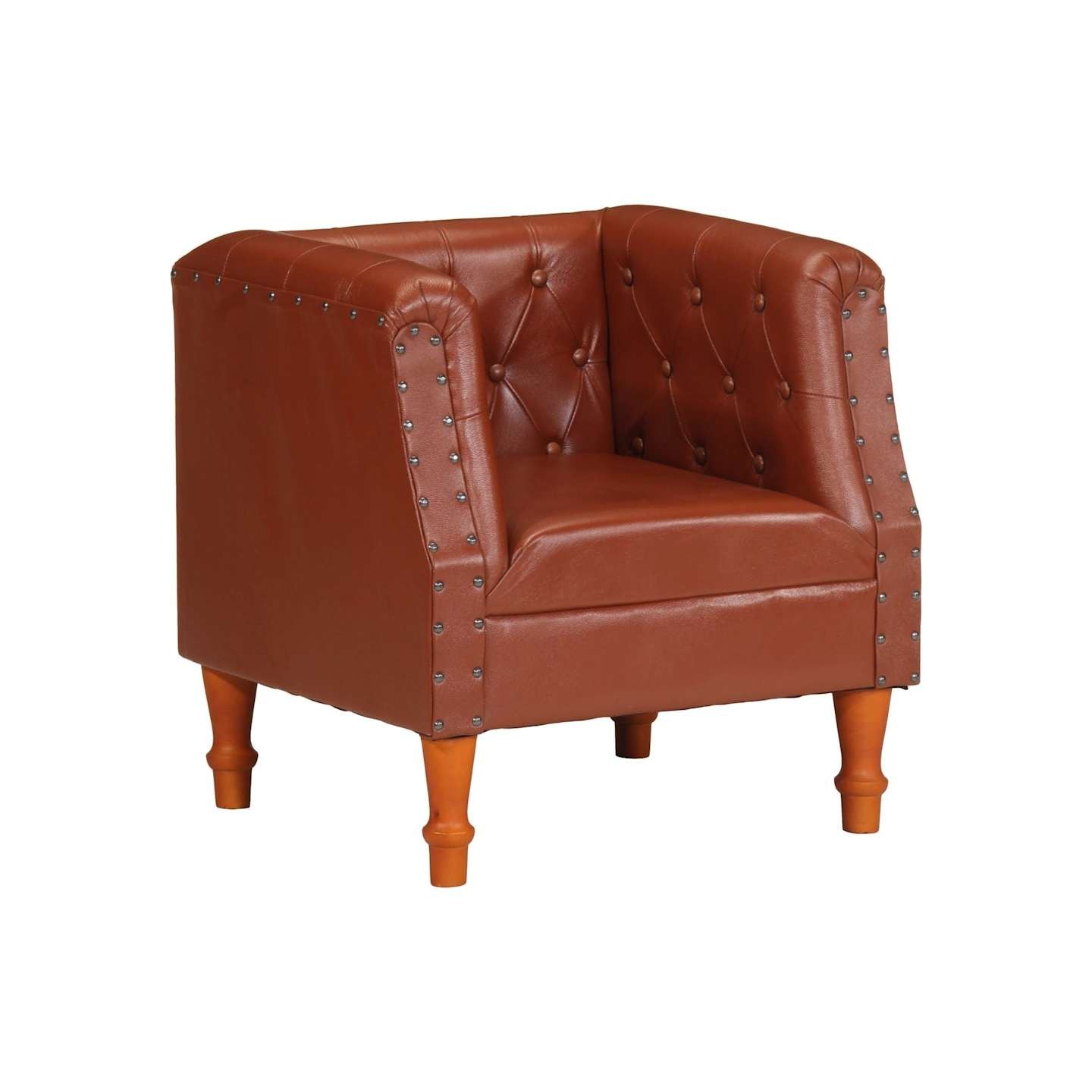 Fauteuil marron cuir véritable