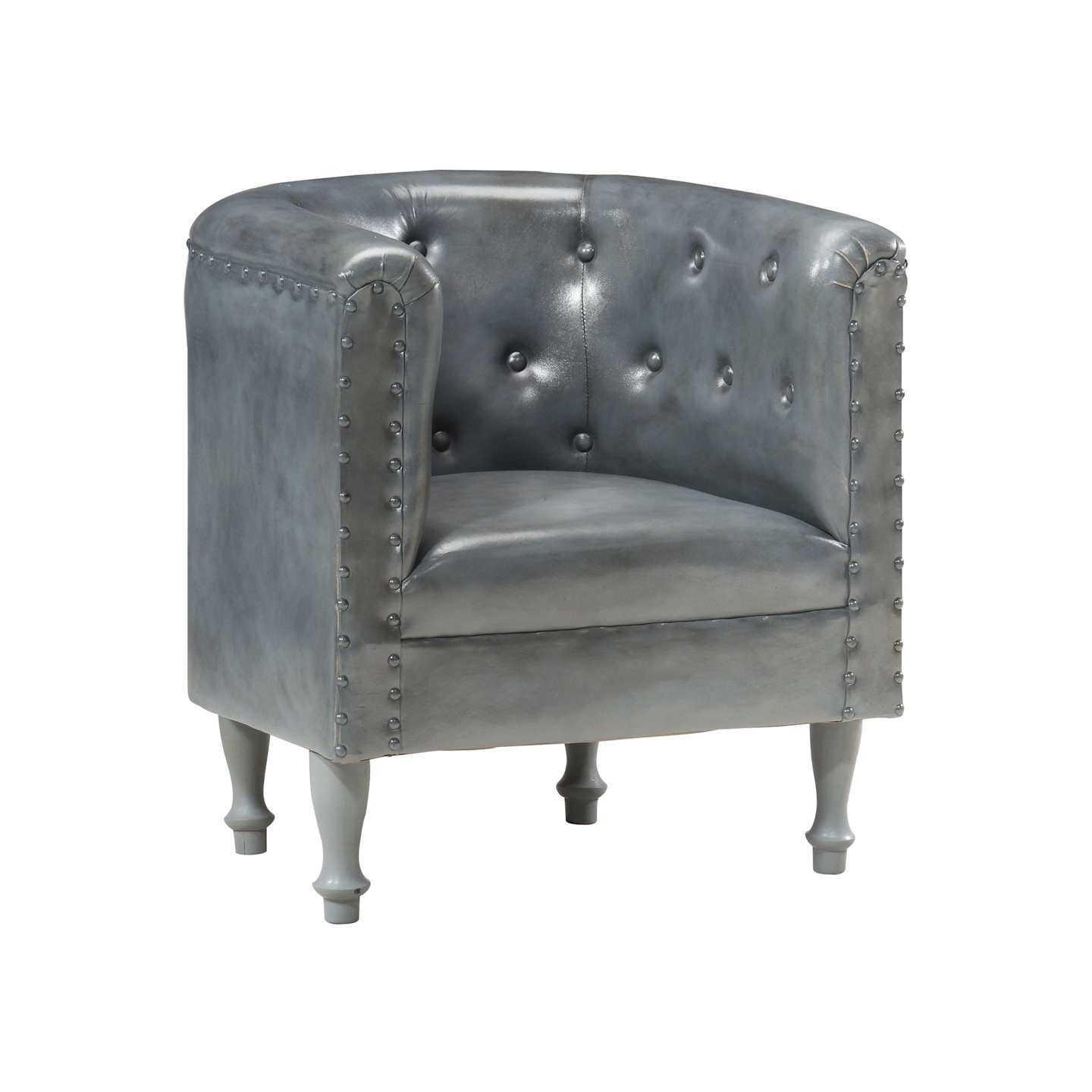 Chaise cabriolet Gris cuir véritable