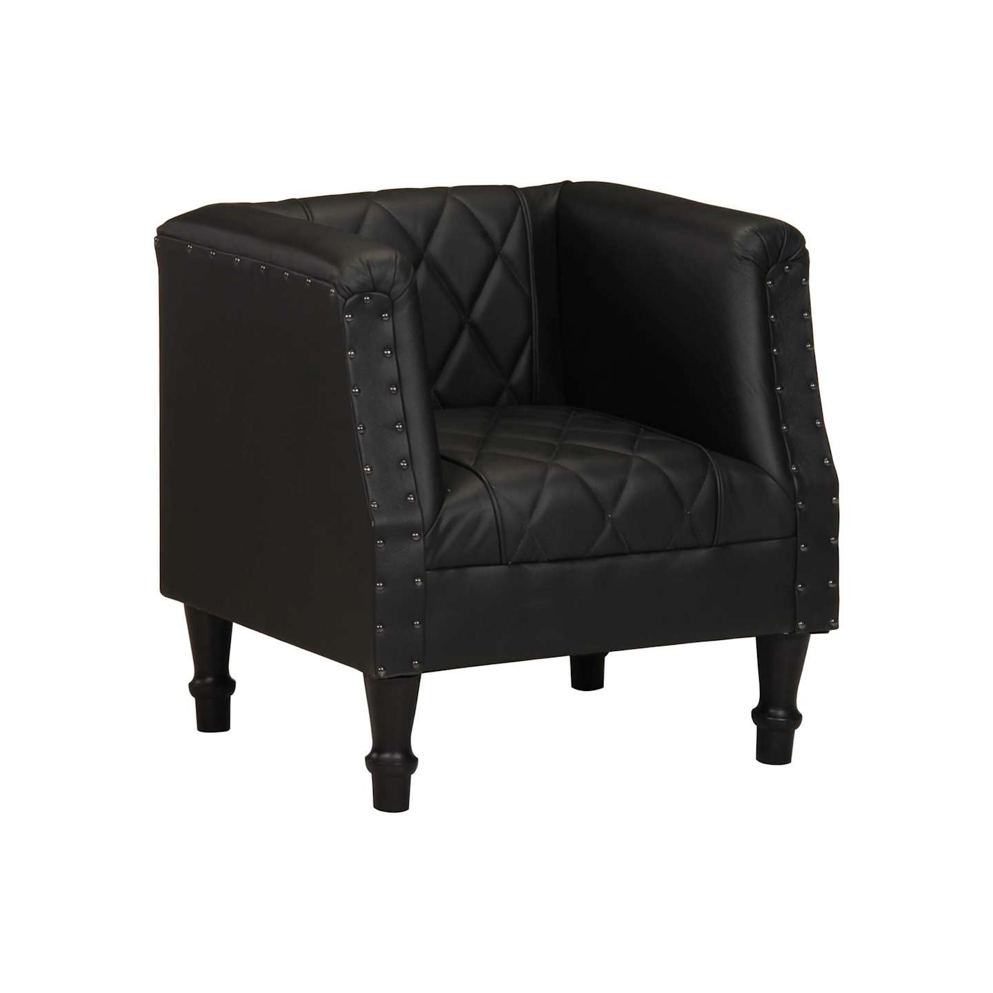 Chaise cabriolet Noir Cuir véritable de chèvre