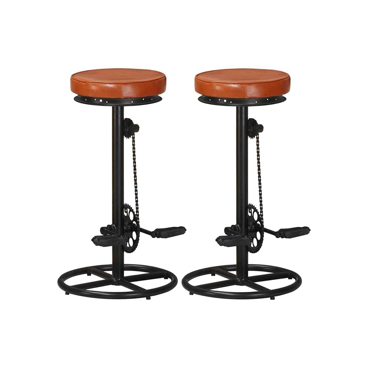 Tabourets de bar lot de 2 noir/marron cuir véritable de chèvre