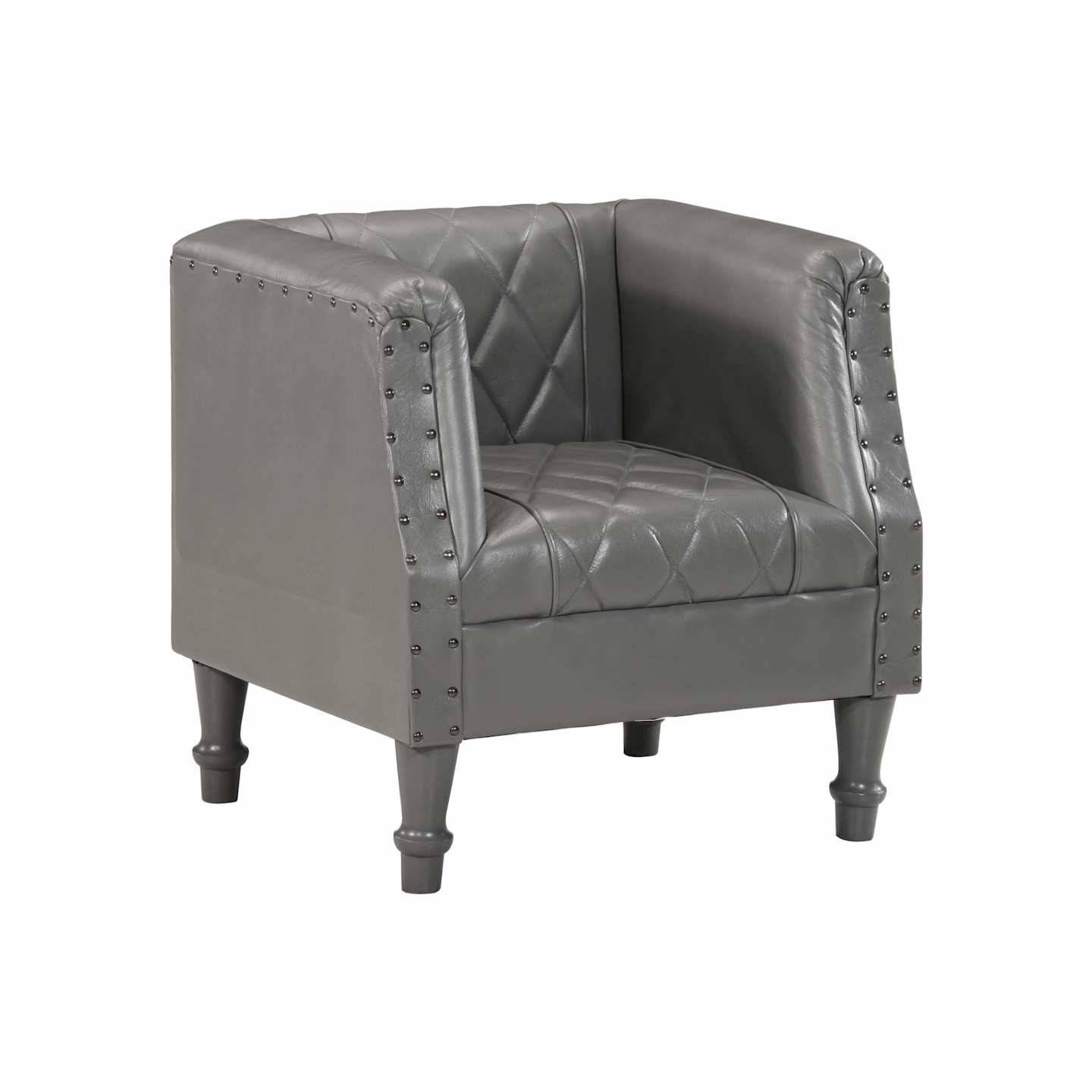 Chaise cabriolet Gris Cuir véritable de chèvre