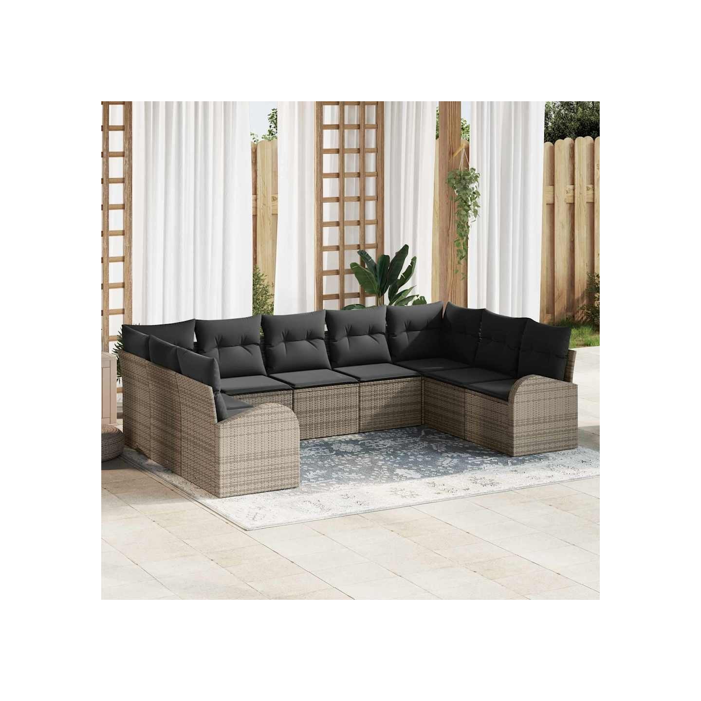 Ensemble de Canapés 9 pc 9 place Gris polyrotin