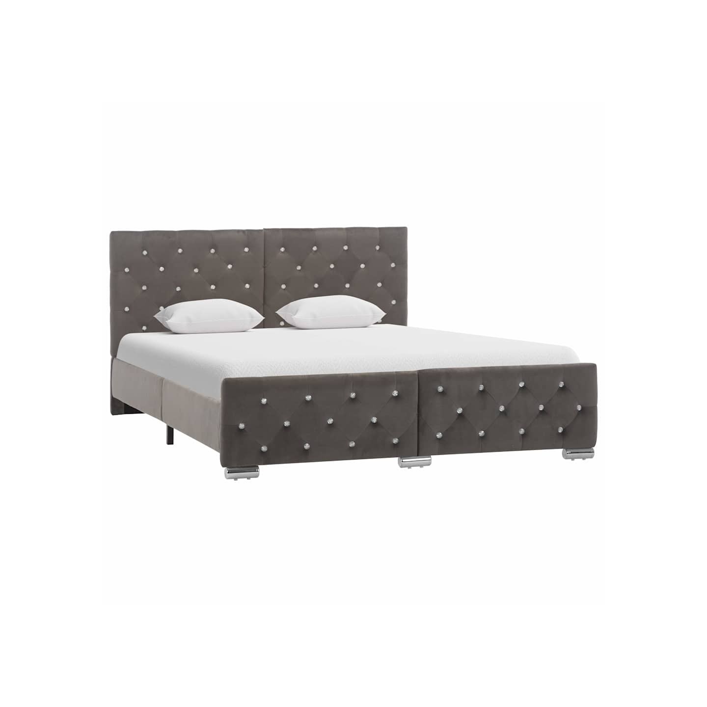 Cadre de lit sans matelas gris velours 140x200 cm