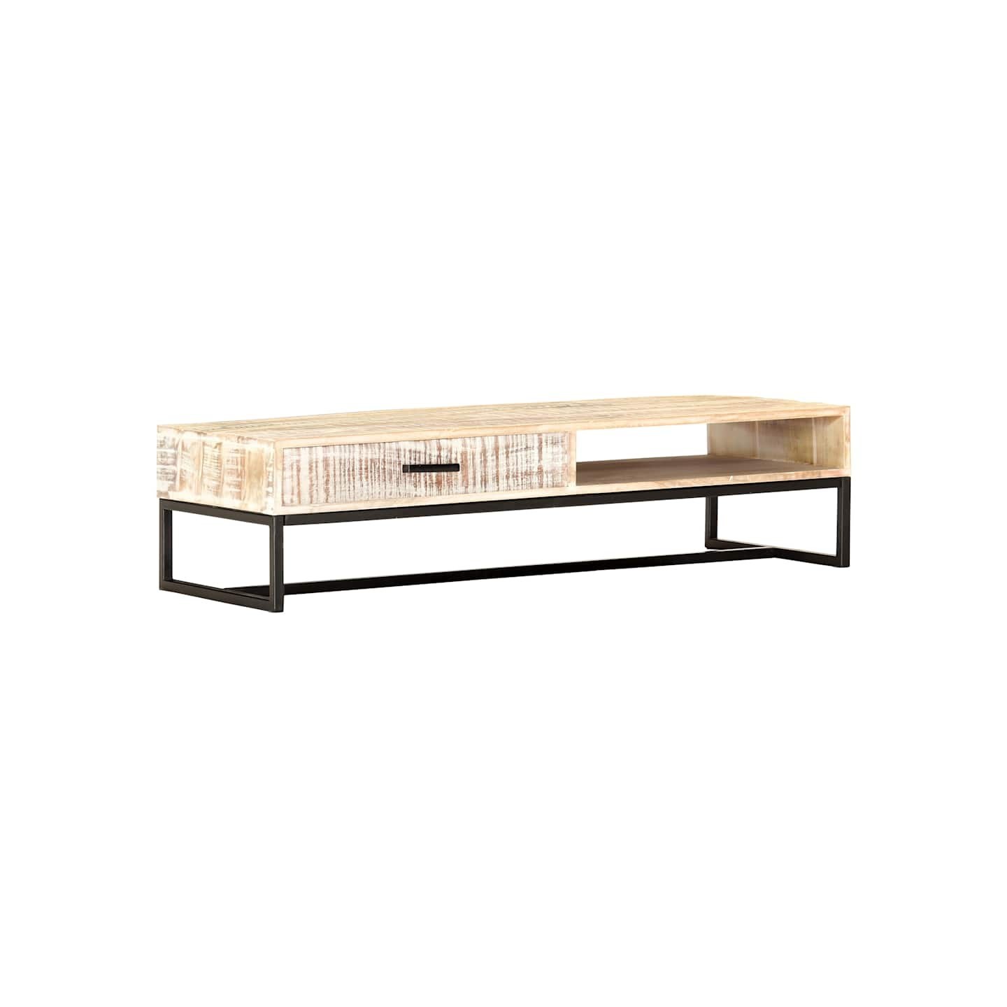 Table basse Blanc 117x50x30 cm Bois d'acacia solide