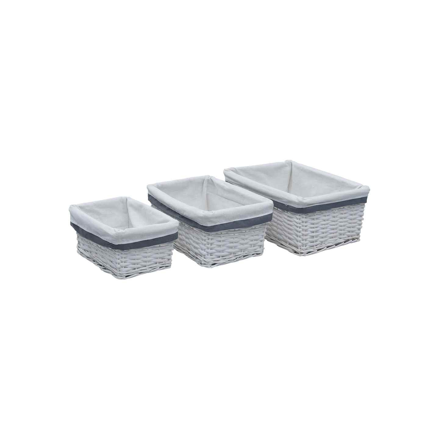 Ensemble de paniers gigognes 3 pcs Blanc Saule