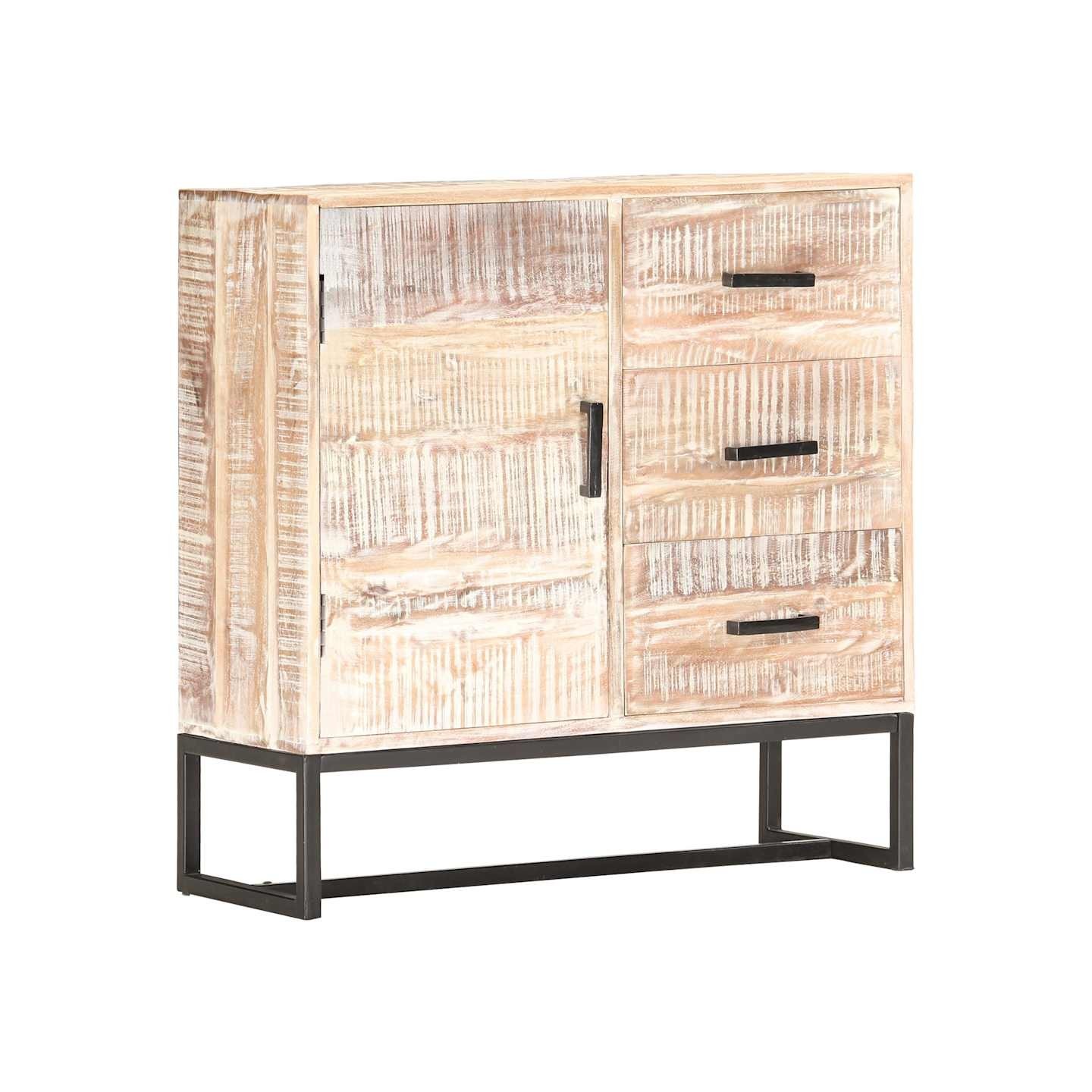 Buffet Blanc 73x30x75 cm Bois d'acacia massif