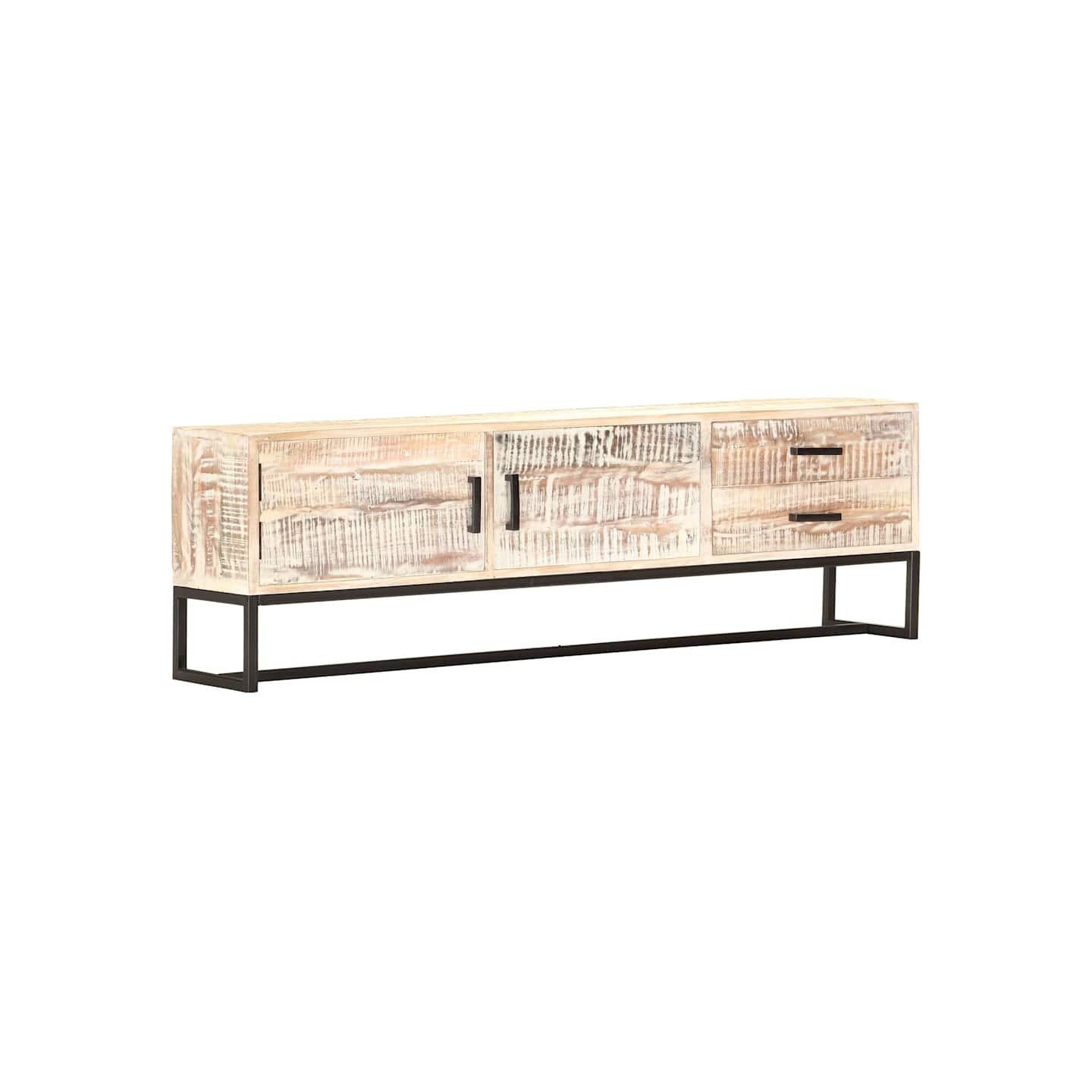Meuble TV Blanc 140 x 30 x 45 cm Bois d'acacia massif