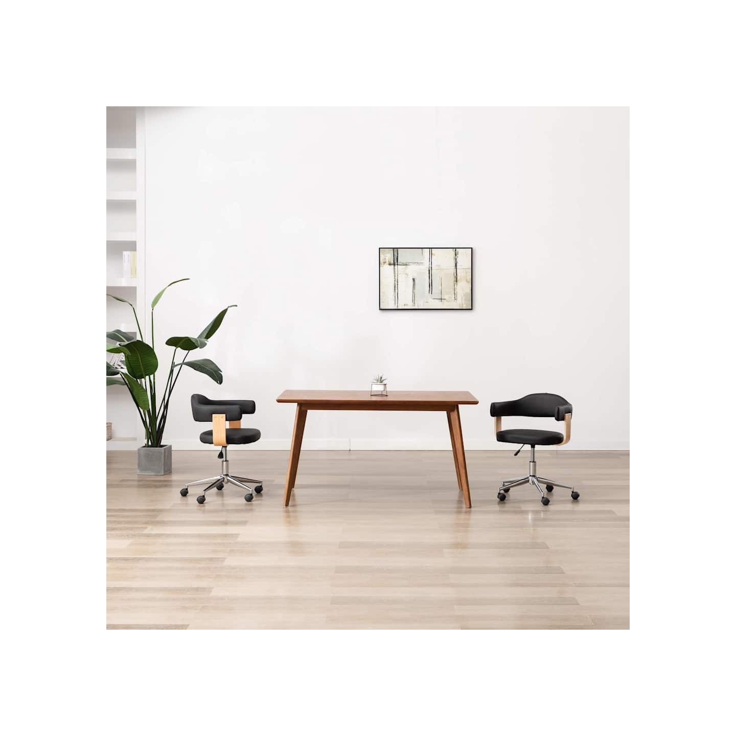 Chaise pivotante à manger Noir Bois courbé et similicuir