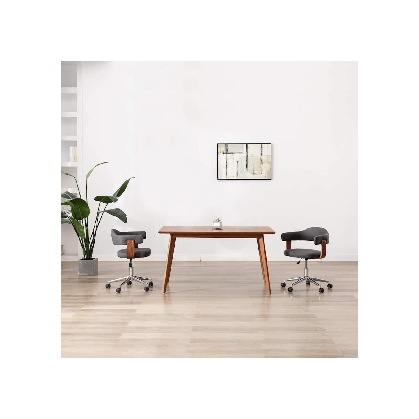 Chaise pivotante à manger Gris Bois courbé et tissu