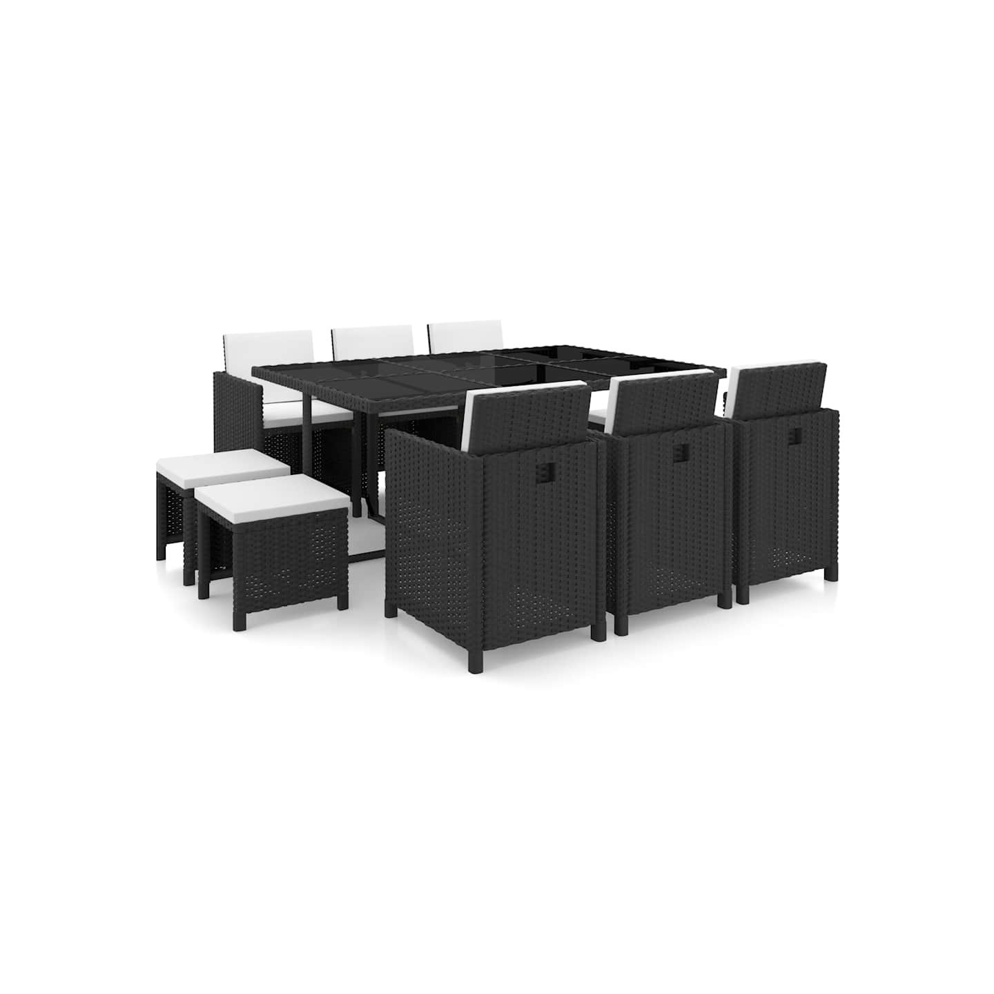 Ensemble à manger d’extérieur 11 pcs coussins résine tressée