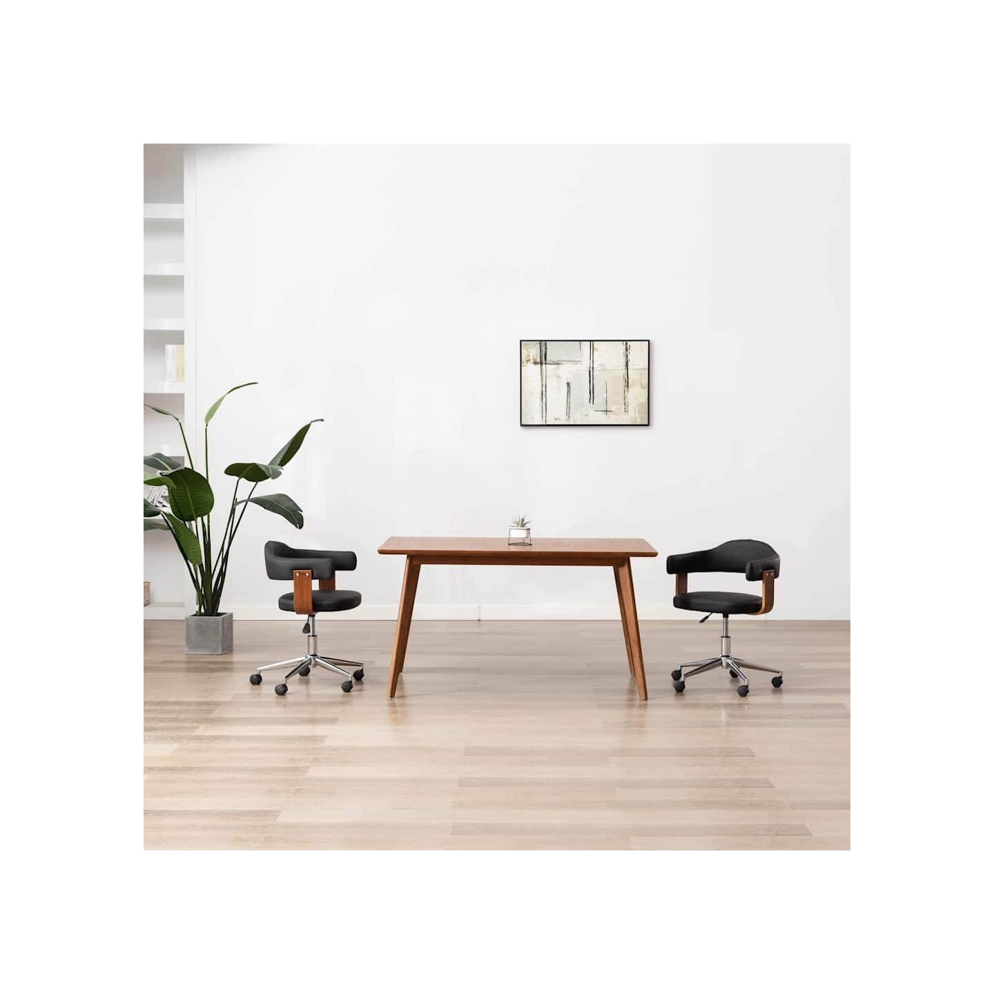 Chaise pivotante à manger Noir Bois courbé et similicuir