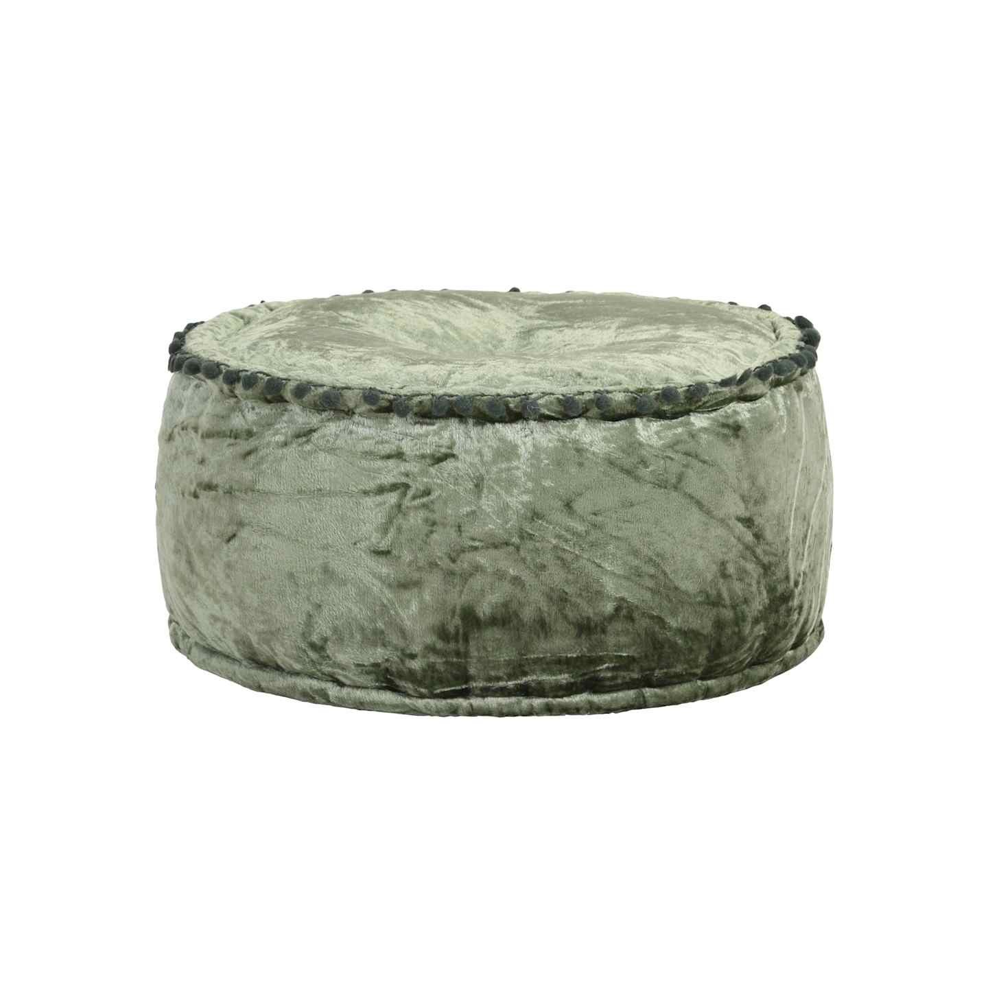 Pouf Rond Velours 40x20 cm Vert