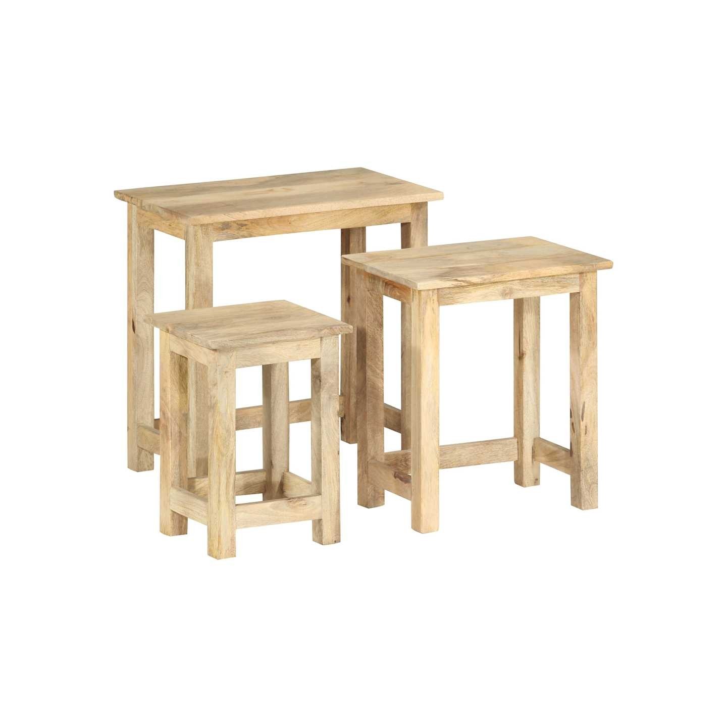 Tables gigognes 3 pcs Bois solide de manguier