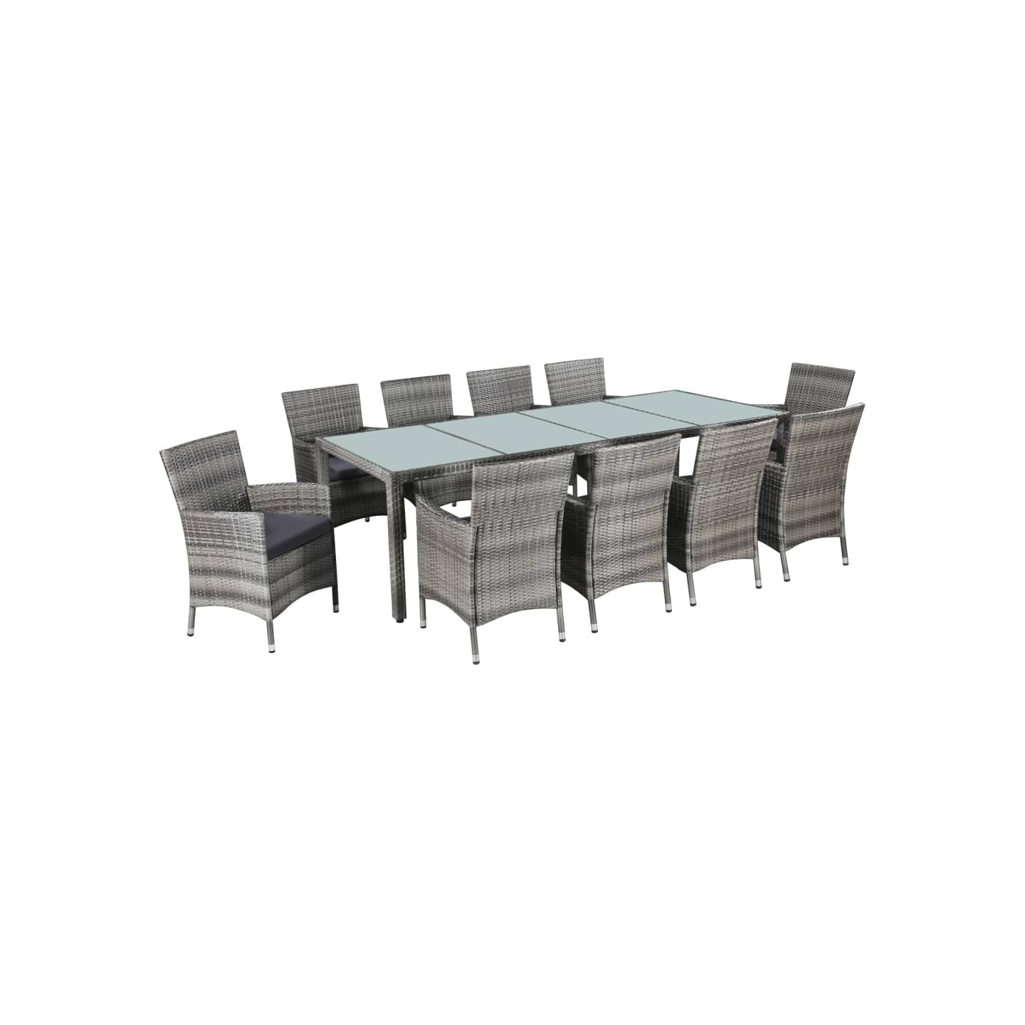 Ensemble à manger d'extérieur 11pc coussins Résine tressée Gris