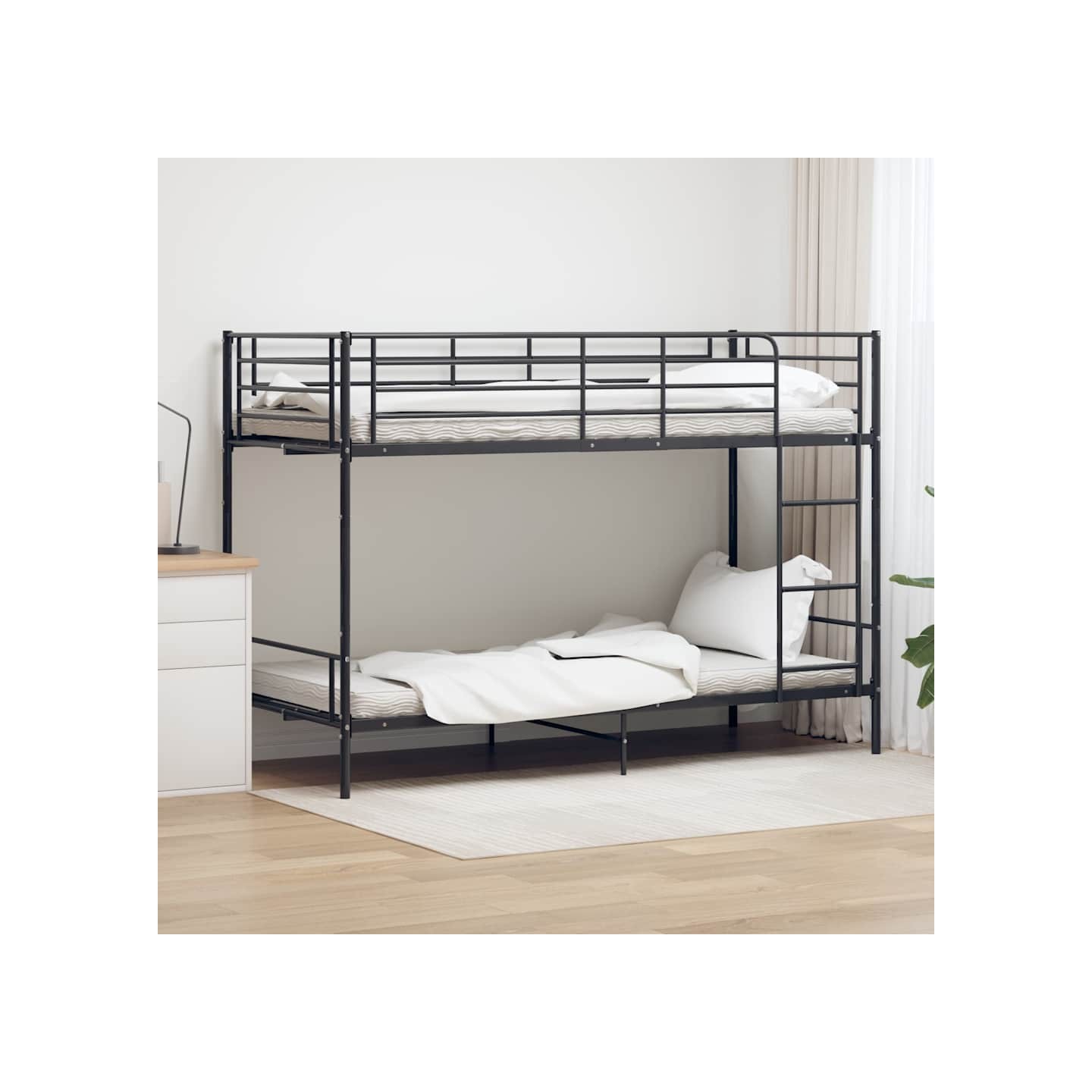 Lit superposé sans matelas noir métal 90x200 cm