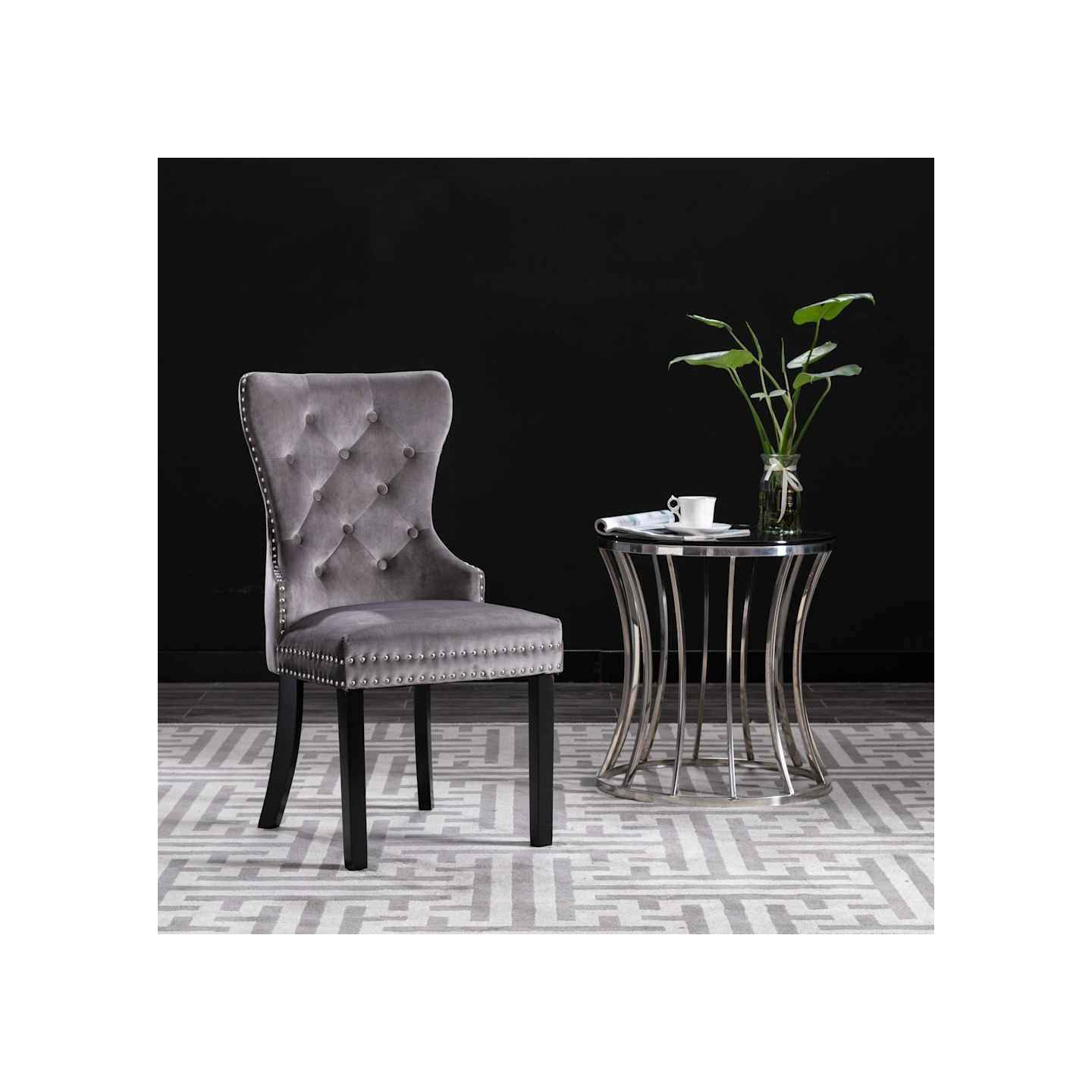 Chaises à manger lot de 2 gris velours