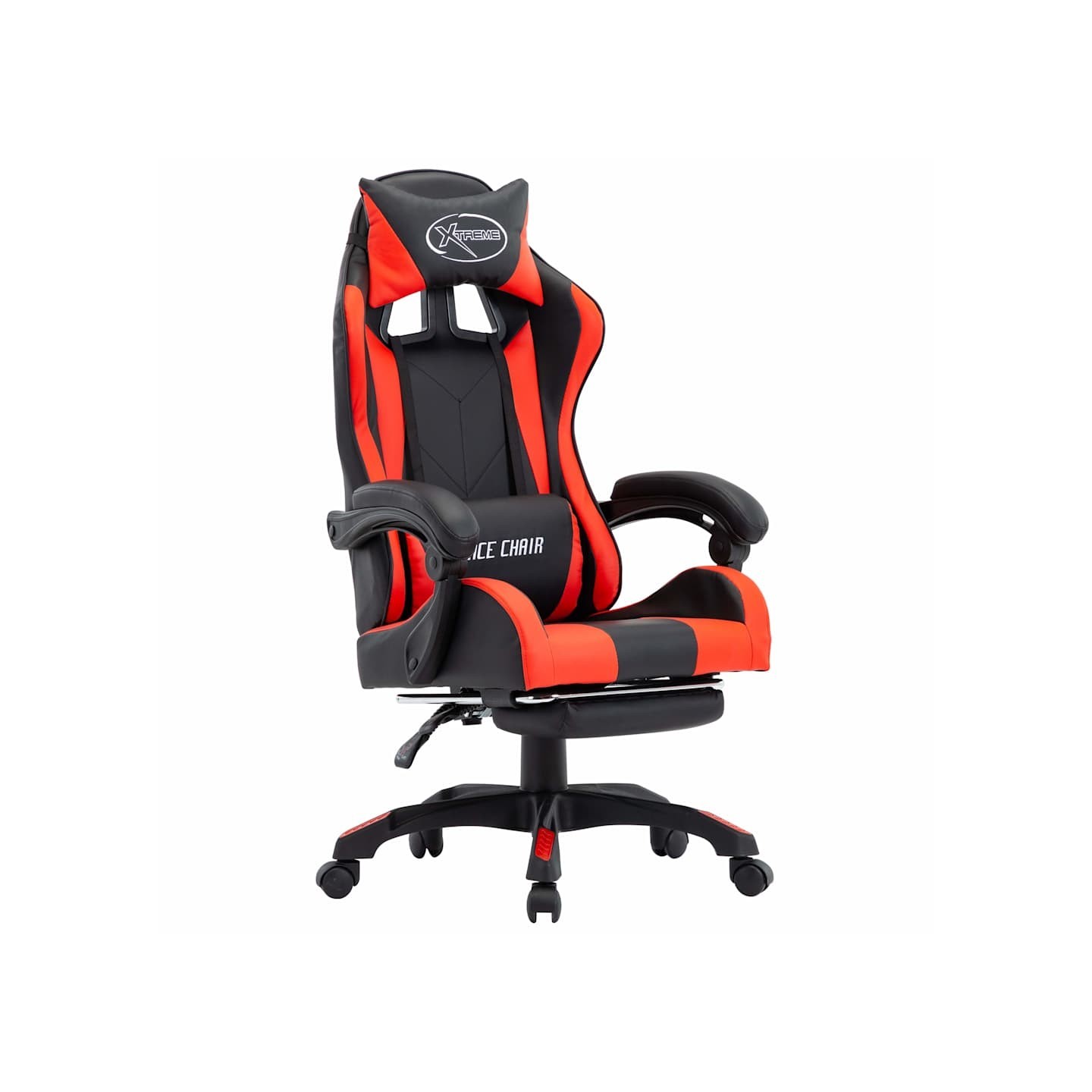 Fauteuil de jeux vidéo et repose-pied Rouge et noir Similicuir