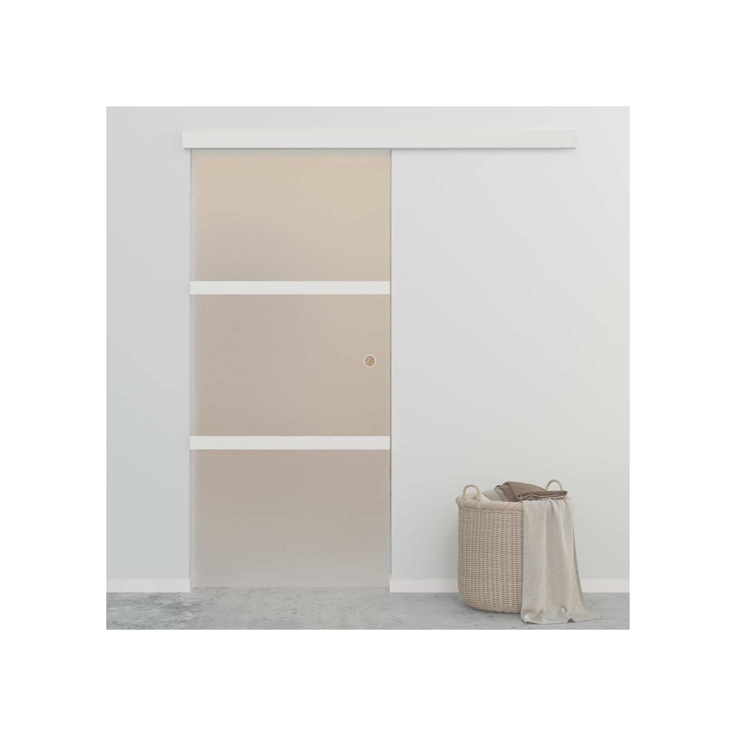 Porte coulissante Verre ESG et aluminium 90x212 cm Argenté