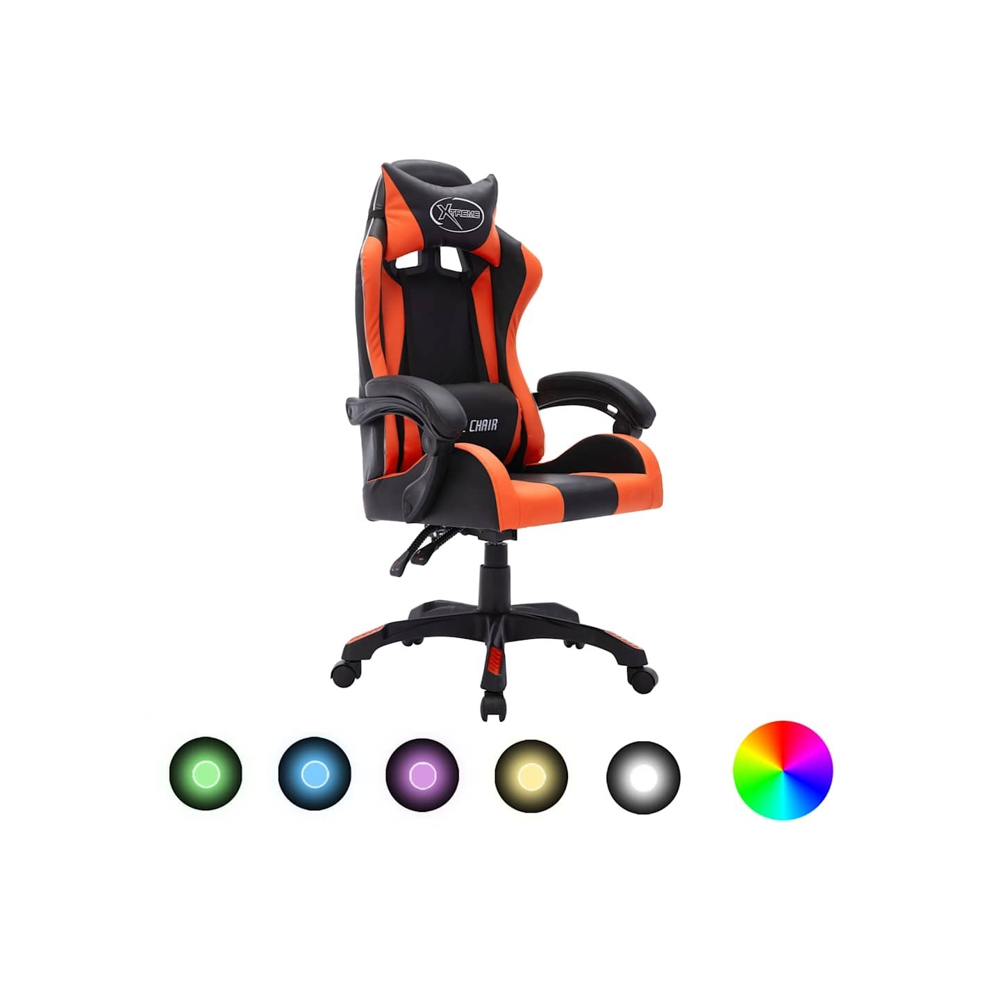 Fauteuil de jeux vidéo avec LED RVB Orange et noir Similicuir