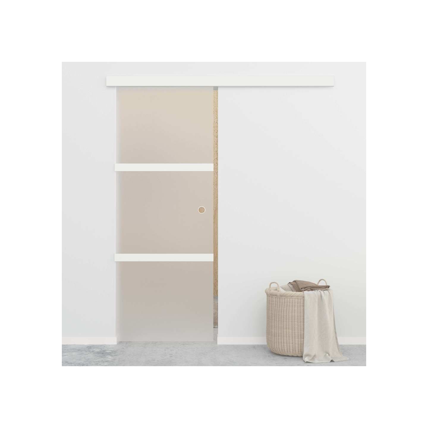 Porte coulissante à butées Verre ESG et aluminium 76x205 cm