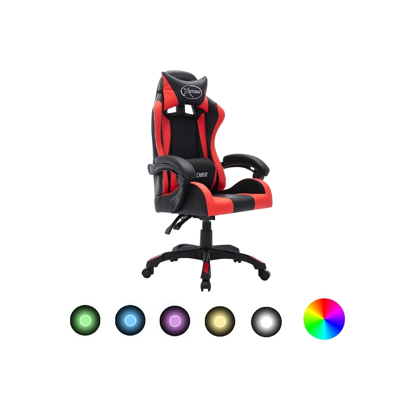 Fauteuil de jeux vidéo avec LED RVB Rouge et noir Similicuir