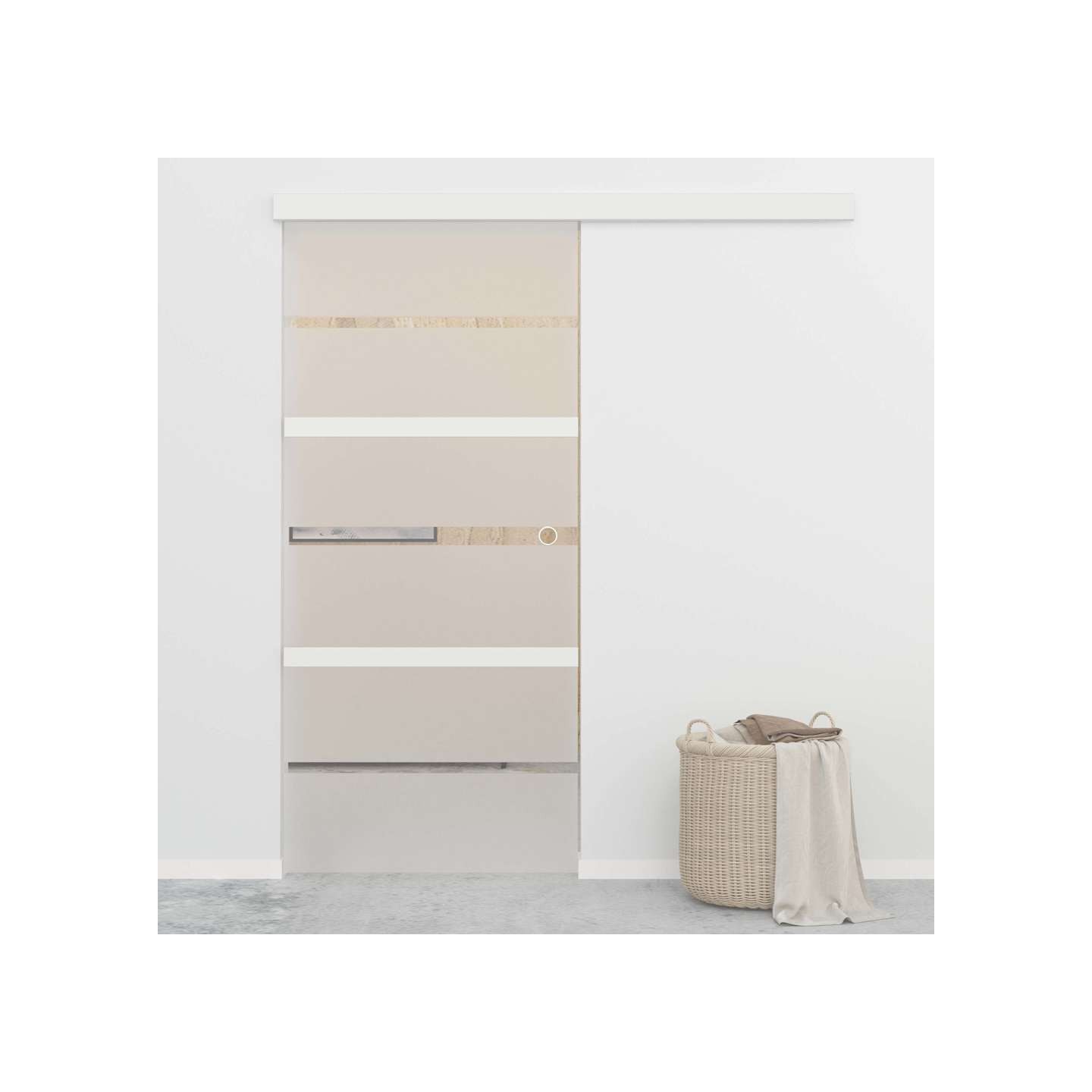Porte coulissante butées souples Verre ESG aluminium 90x205 cm