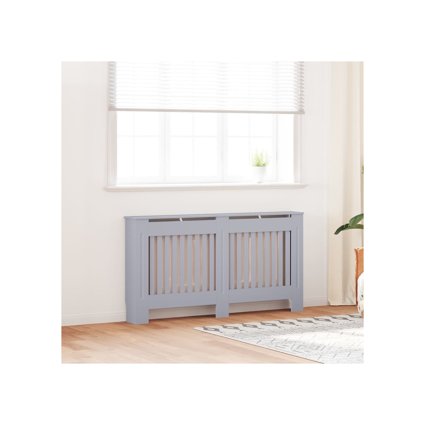 Cache-radiateur anthracite 152x19x81,5 cm bois d'ingénierie