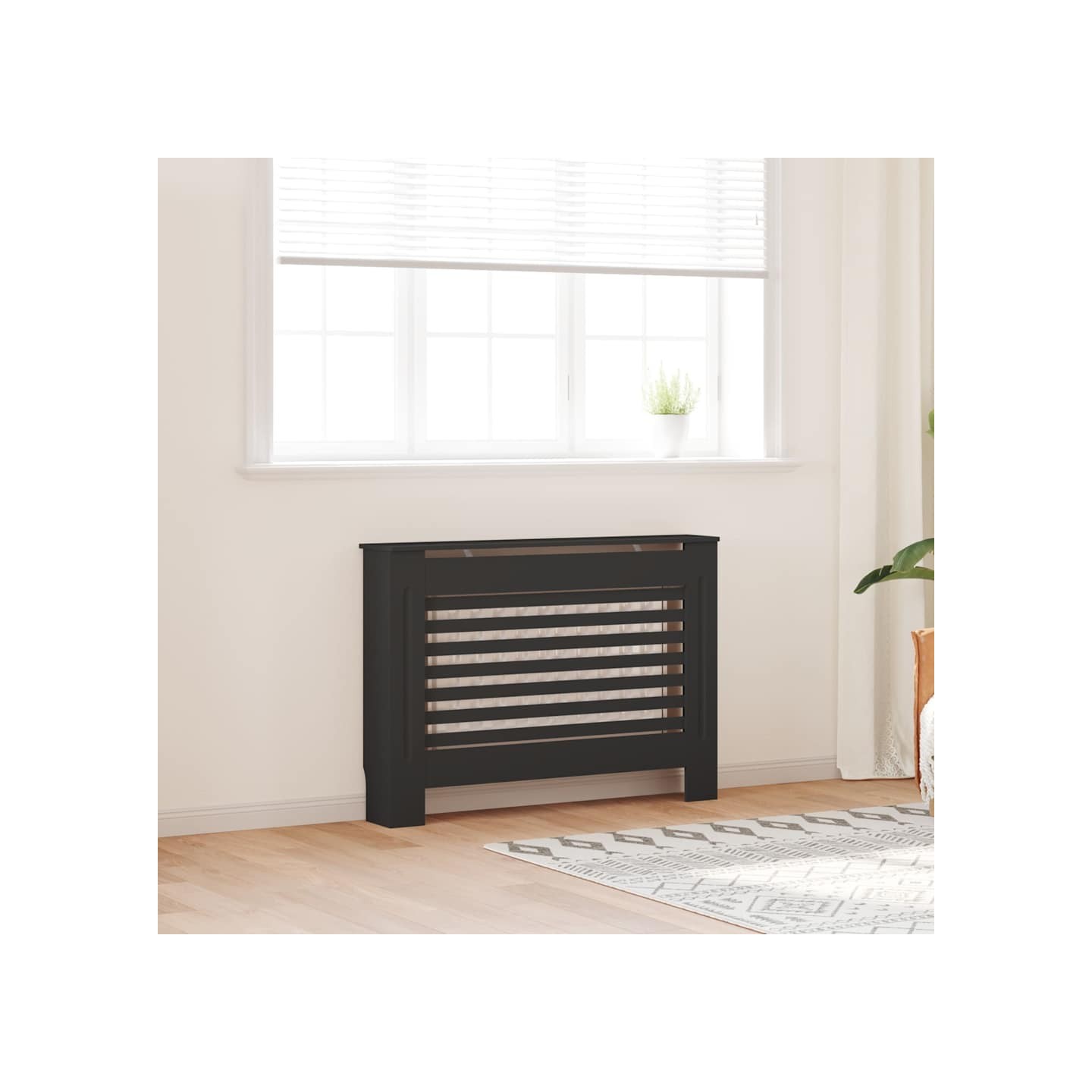 Cache-radiateur noir 112x19x81,5 cm MDF