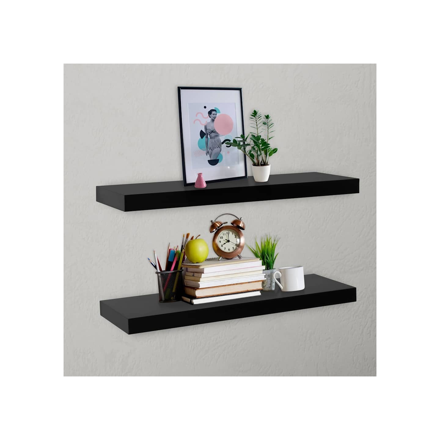 Étagères murales flottantes 2 pcs Noir 80x20x3,8 cm