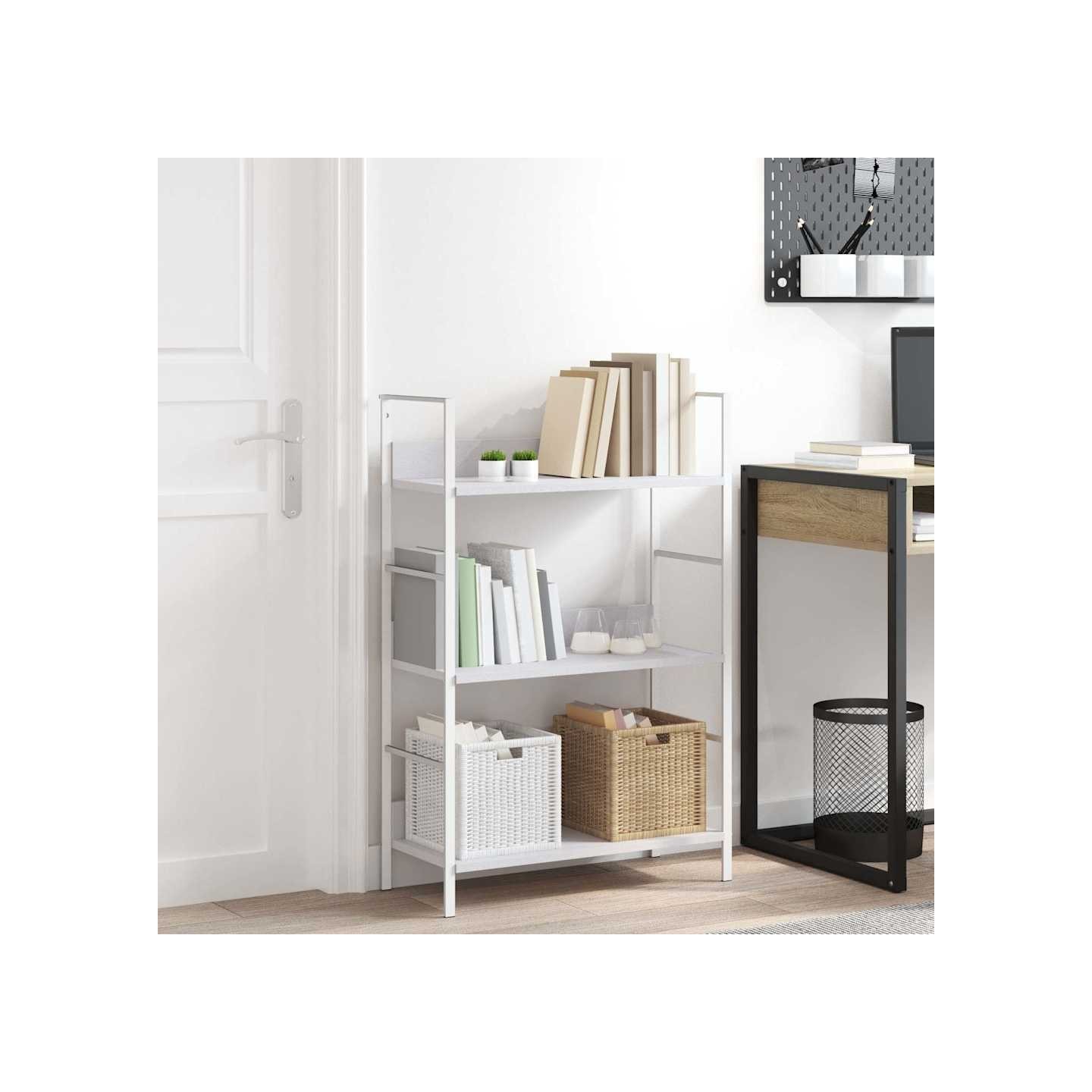 Bibliothèque à 3 niveaux blanc 60x27,6x90,5cm bois d'ingénierie