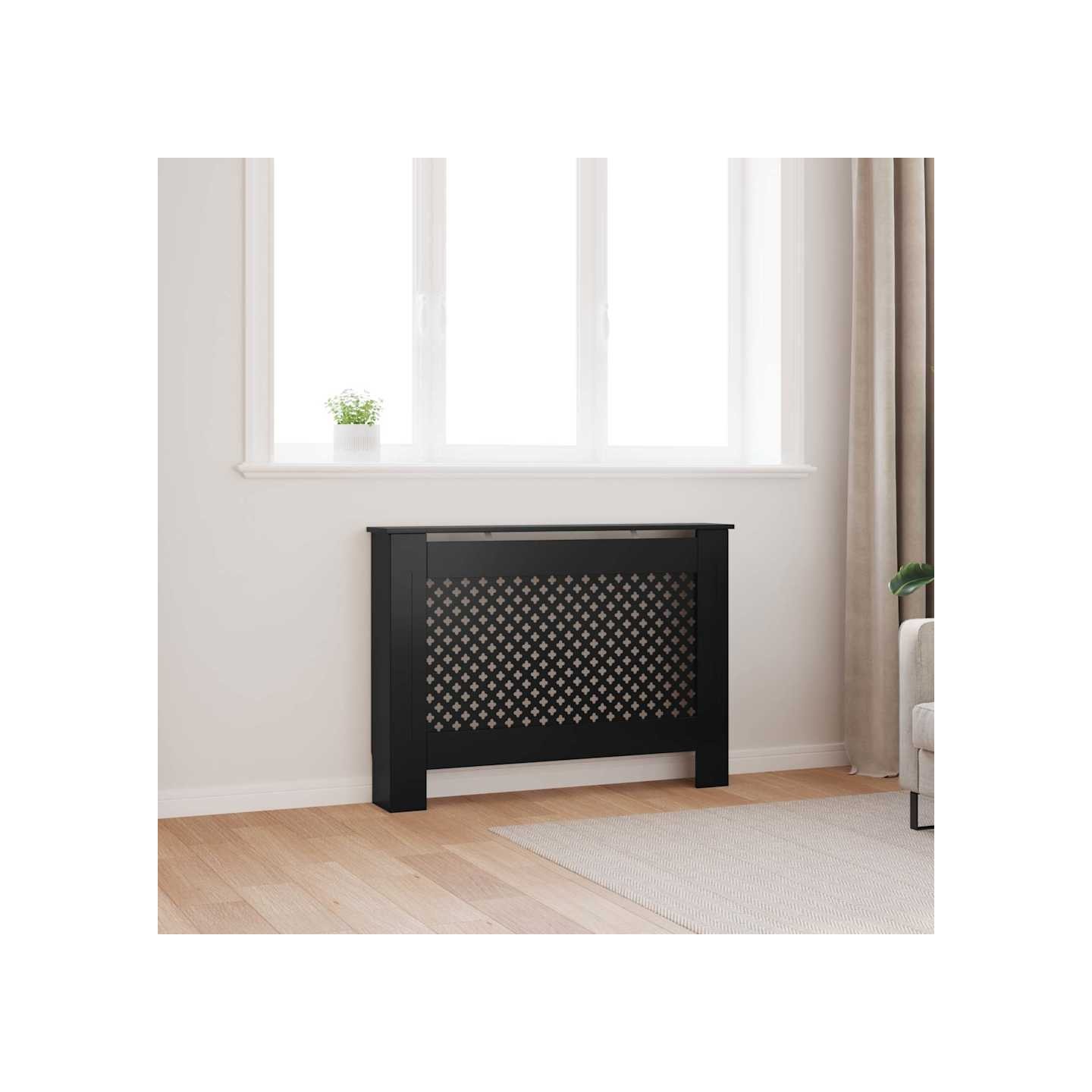 Cache-radiateur noir 112x19x81,5 cm MDF