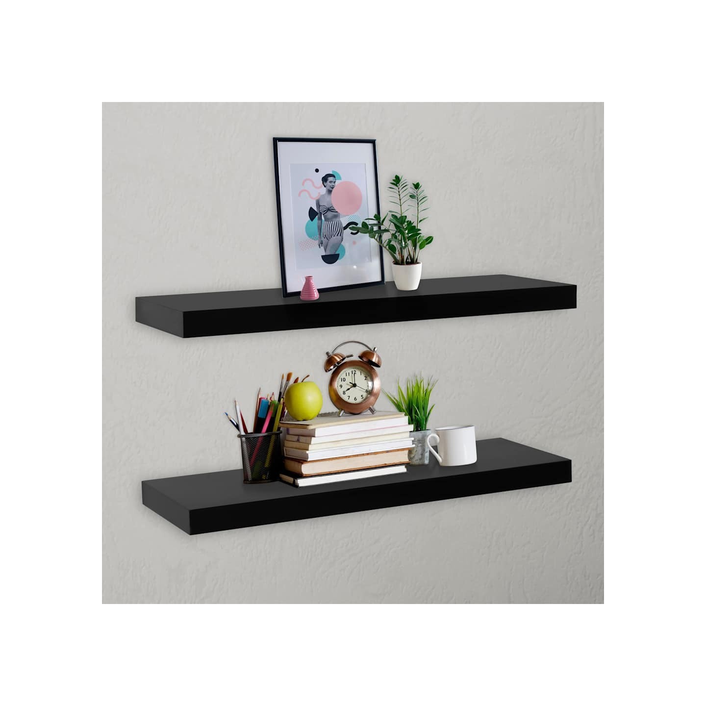 Étagères murales flottantes 2 pcs Noir 100x20x3,8 cm