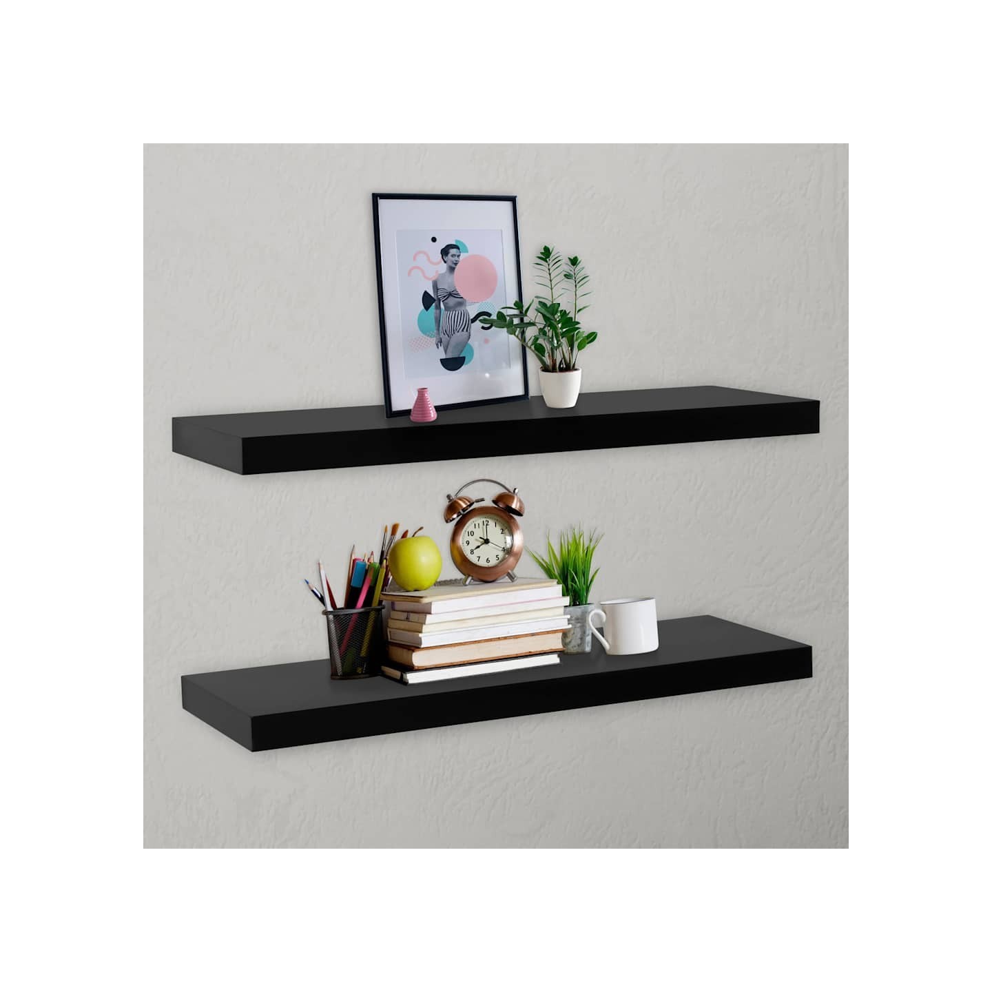 Étagères murales flottantes 2 pcs Noir 120x20x3,8 cm