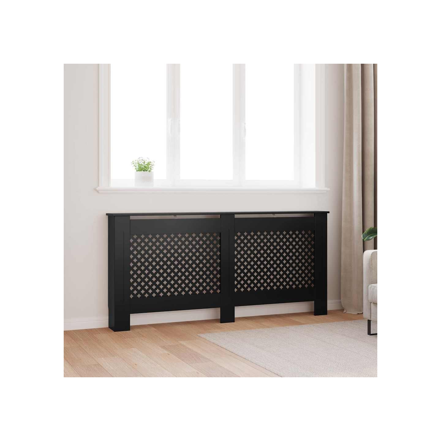 Cache-radiateur noir 172x19x81,5 cm MDF
