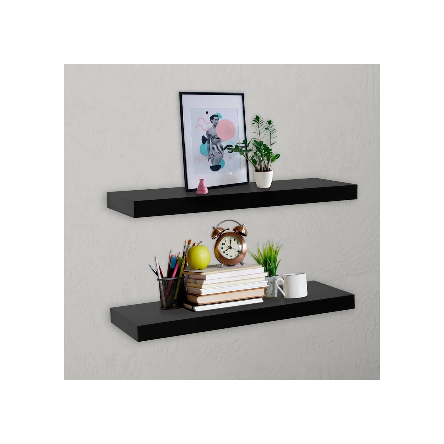 Étagères murales flottantes 2 pcs Noir 60x20x3,8 cm
