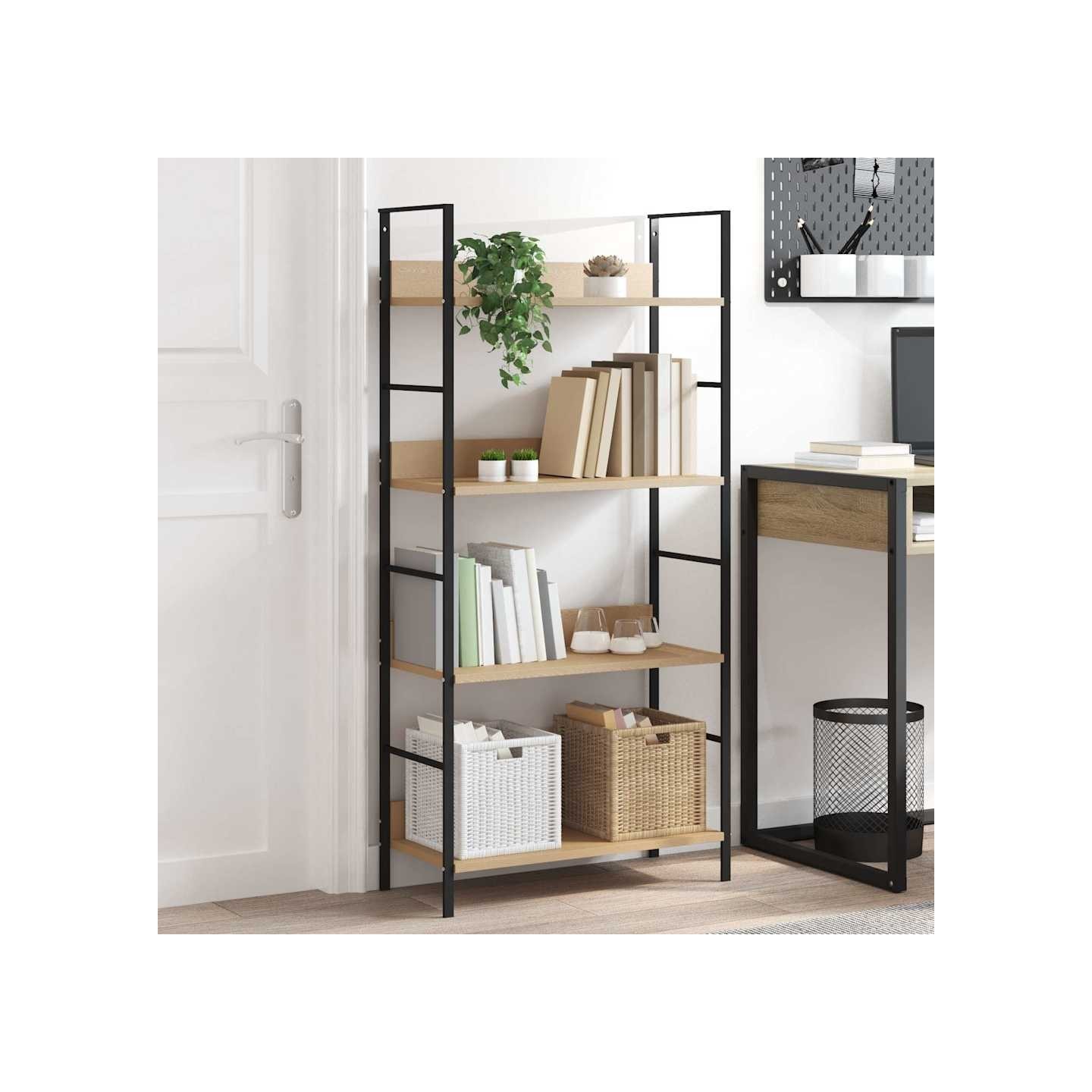 Bibliothèque à 4 niveaux chêne 60x27,6x124,5 cm bois ingénierie