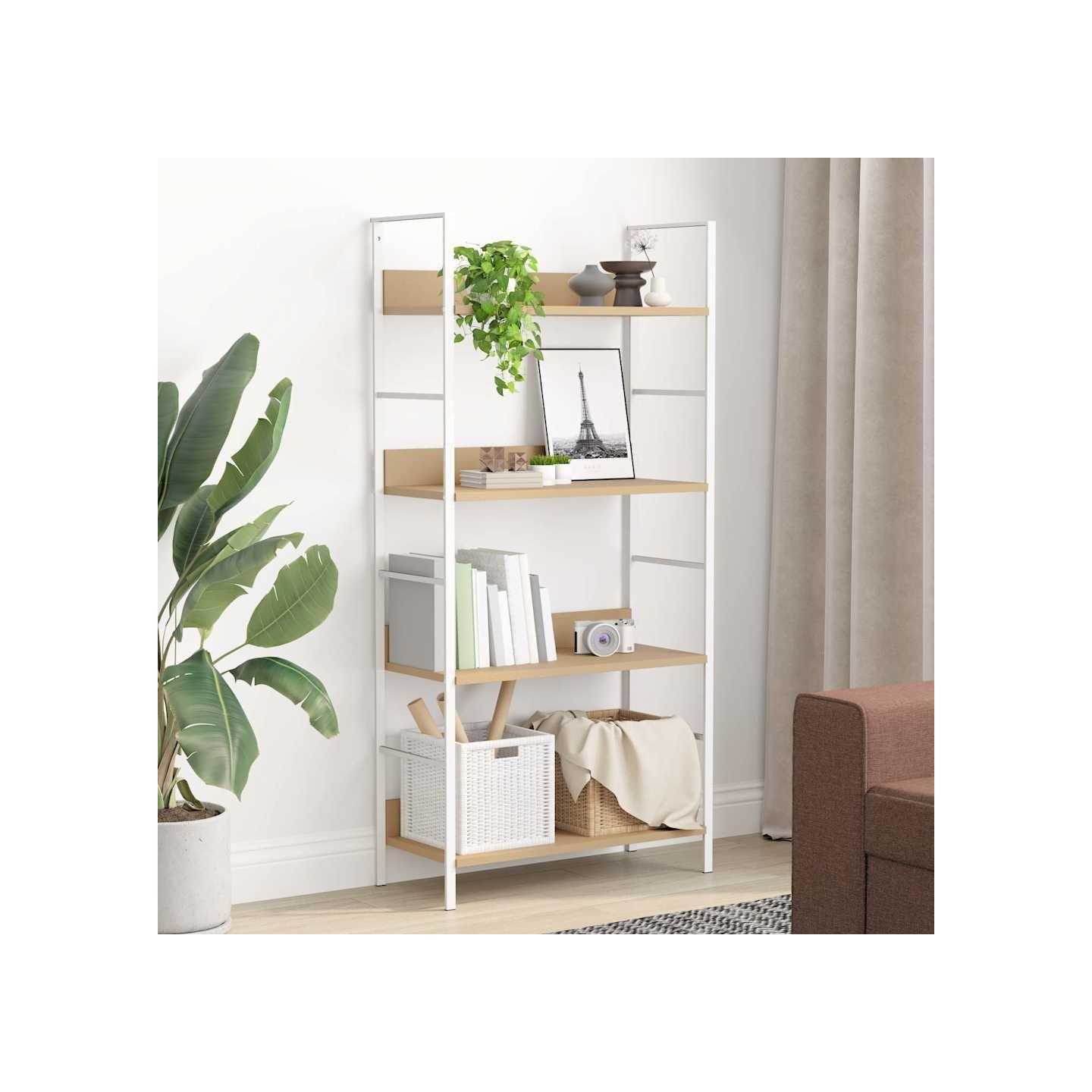 Bibliothèque à 4 niveaux chêne 60x27,6x124,5 cm bois ingénierie