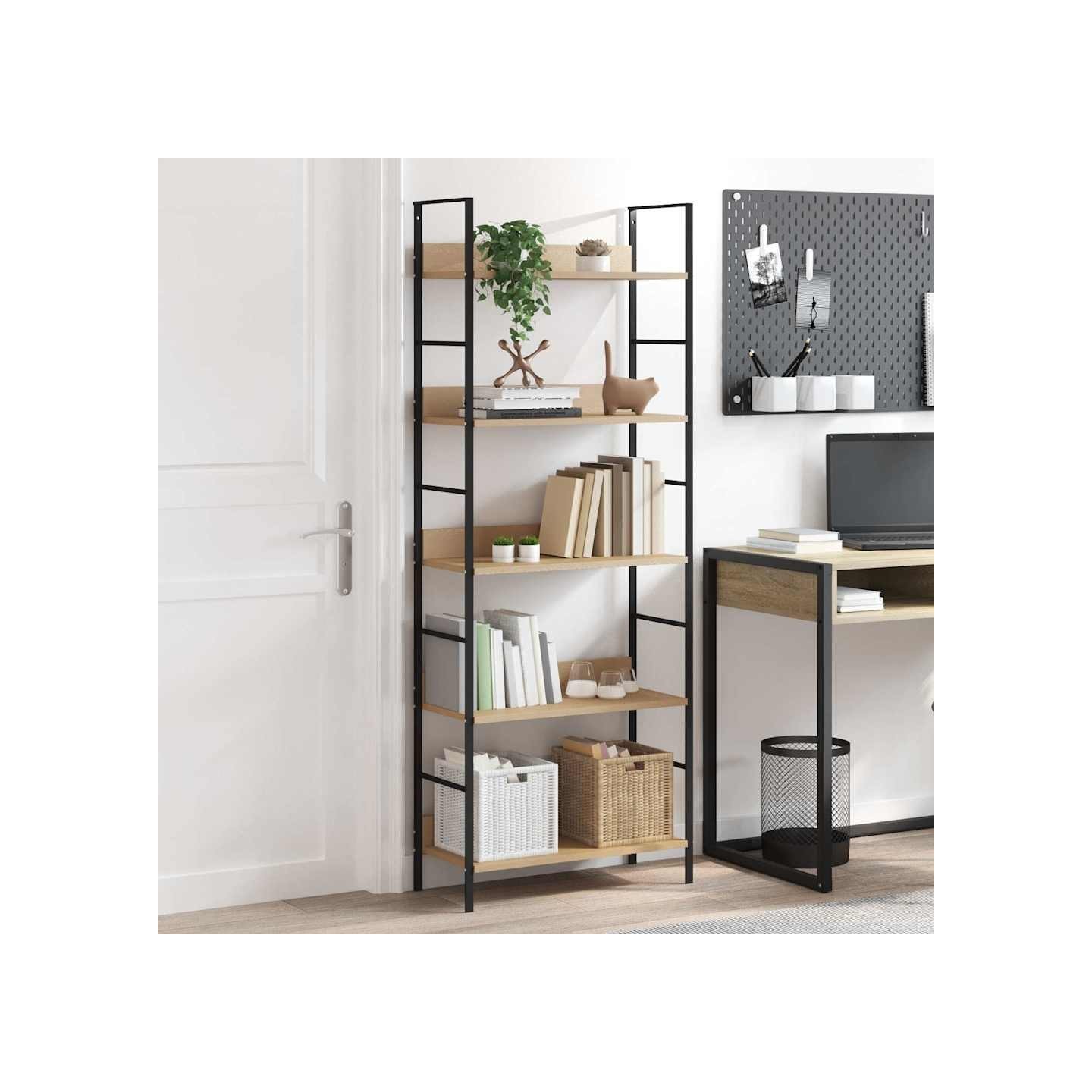 Bibliothèque à 5 niveaux chêne 60x27,6x158,5 cm bois ingénierie