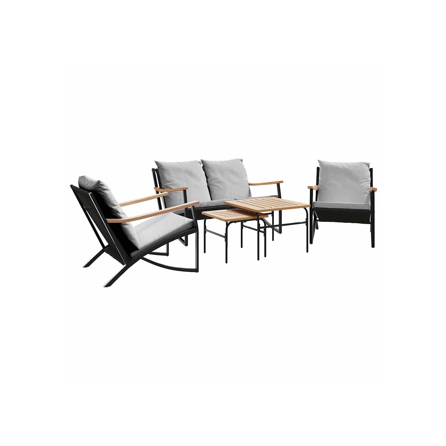 Ensemble de meubles de balcon avec coussins 5 pcs noir acier