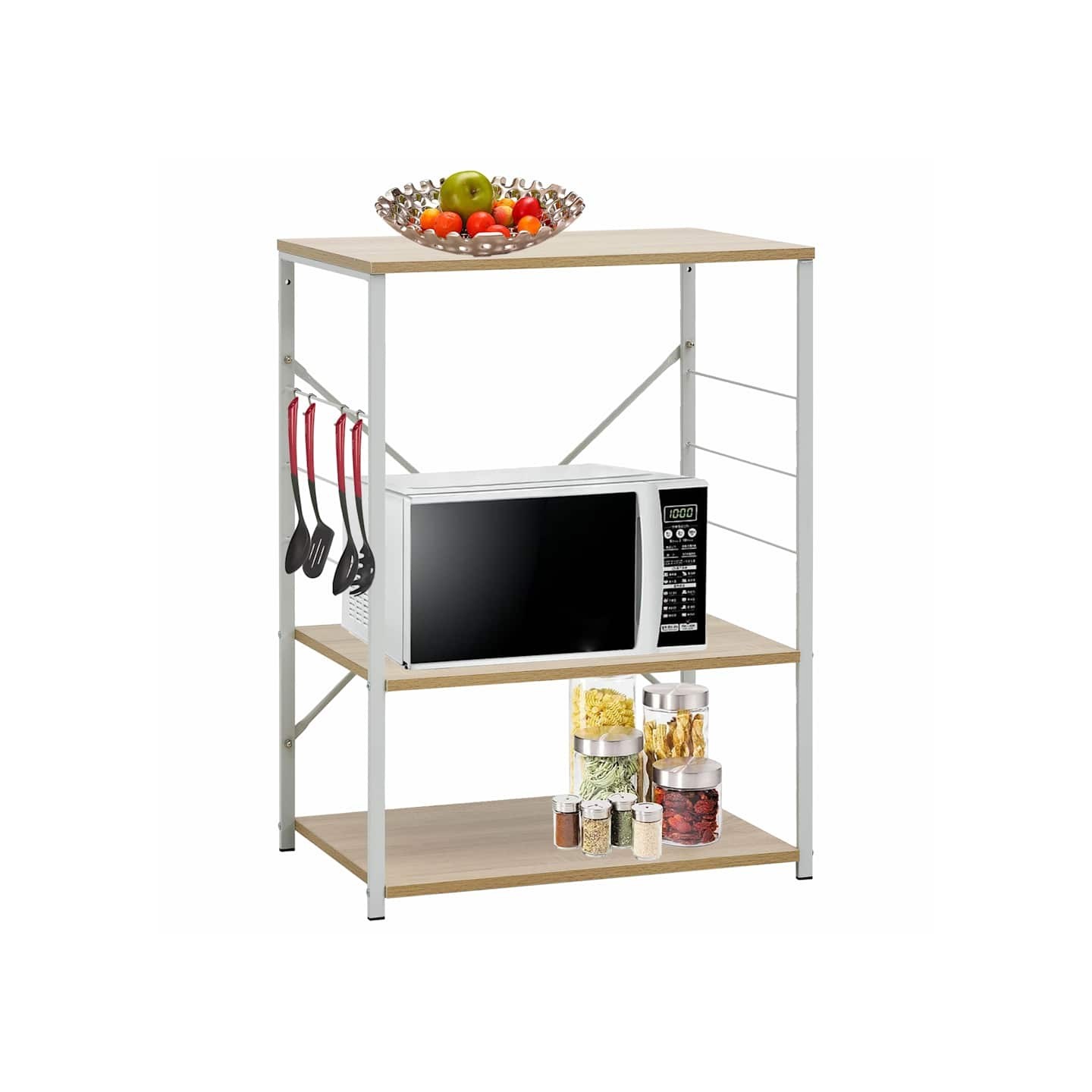 Armoire à micro-ondes Blanc et chêne 60x39,6x79,5 cm