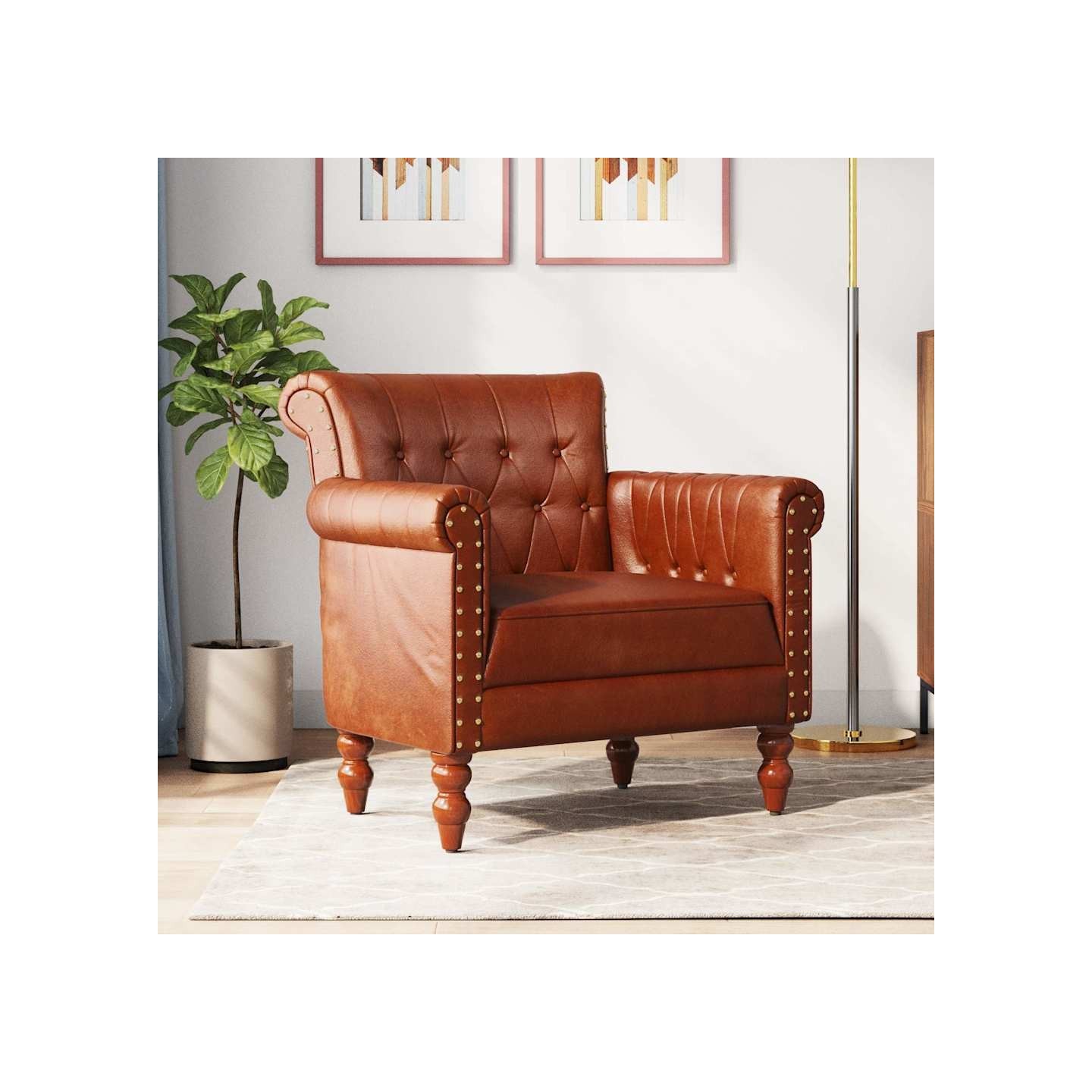 Fauteuil Marron Cuir de chèvre véritable