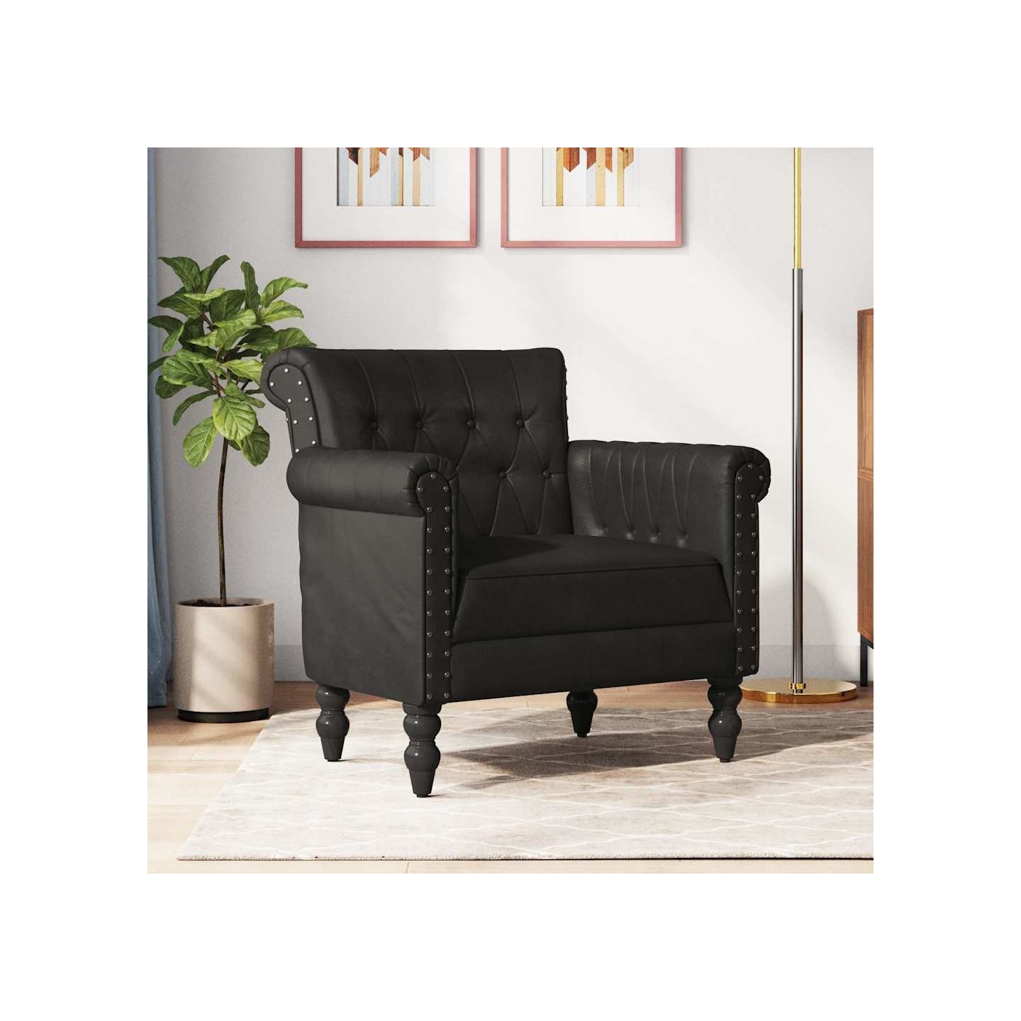 Fauteuil Noir Cuir de chèvre véritable