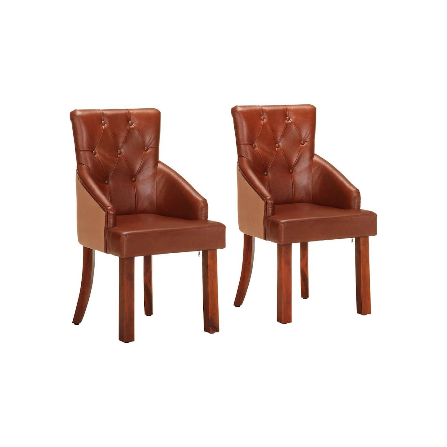 Chaises à manger lot de 2 marron cuir de chèvre véritable