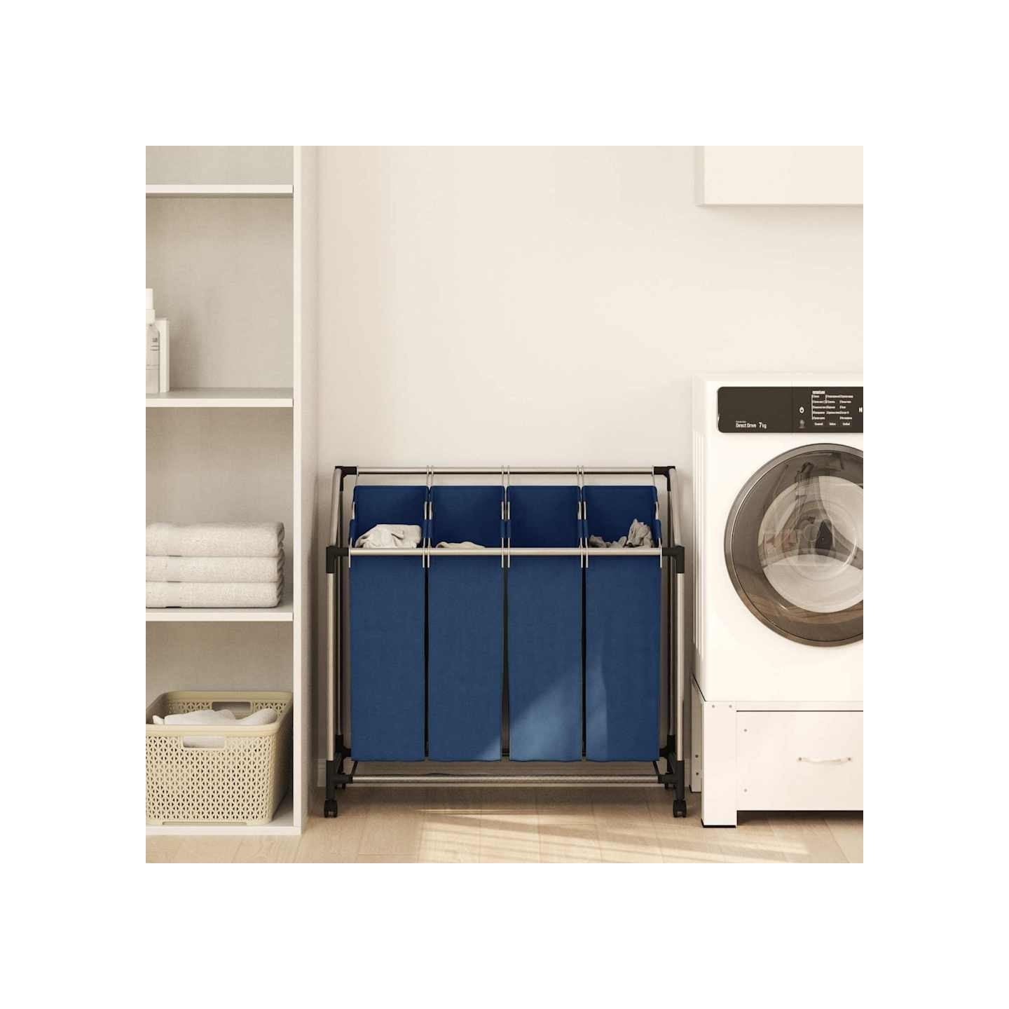 Trieuse à linge avec 4 sacs Bleu Acier