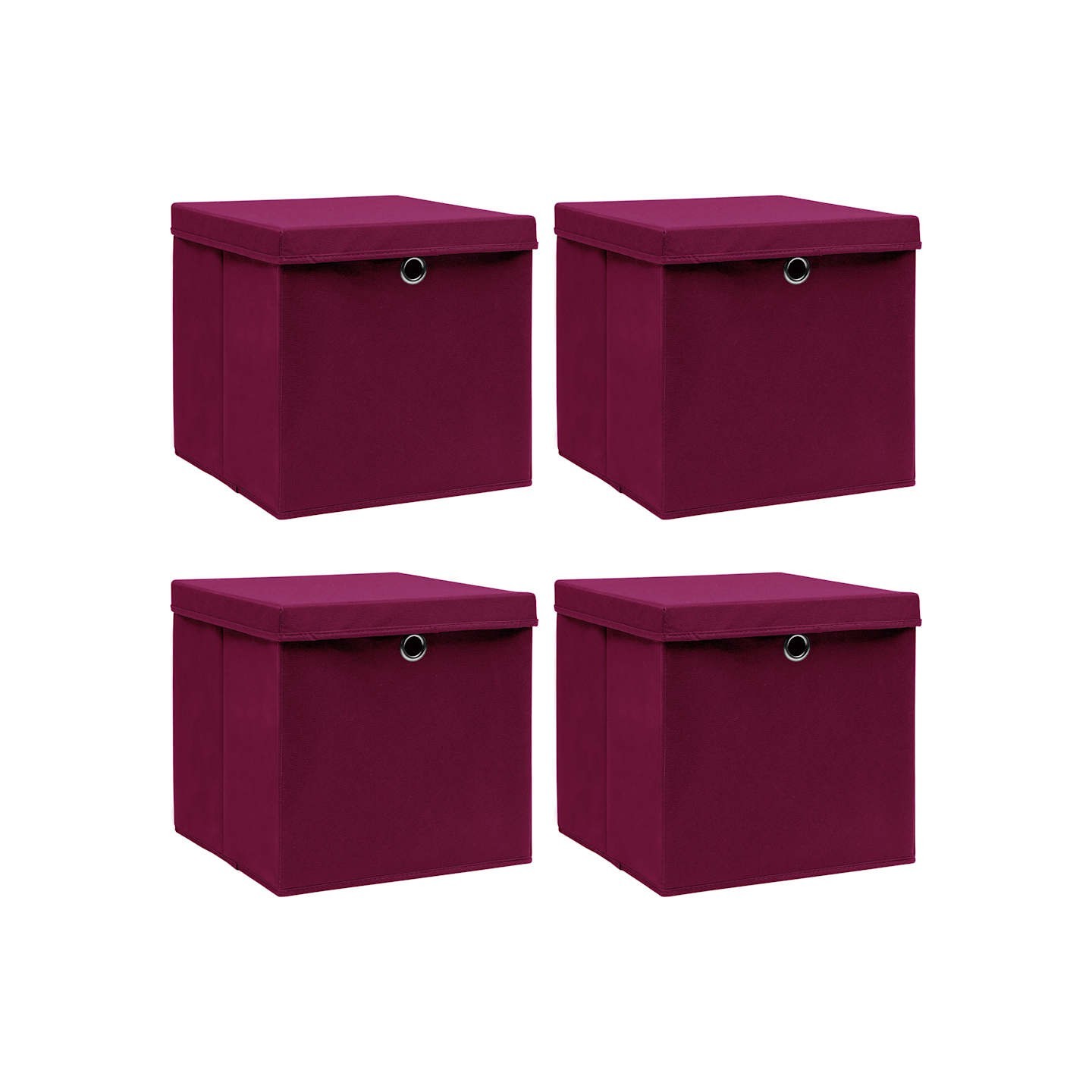 Boîtes de rangement 4 pcs Rouge foncé 32x32x32 cm Tissu